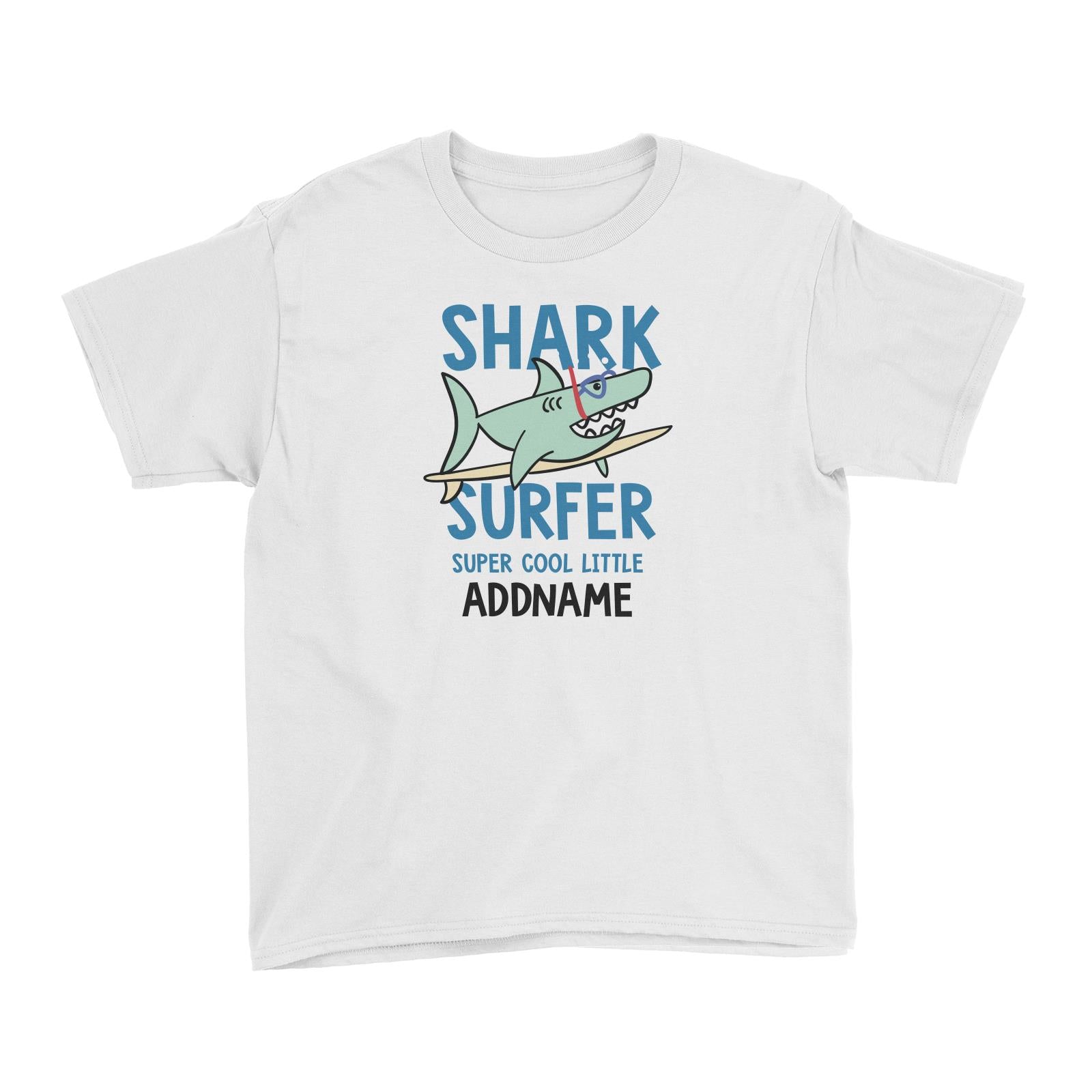 Cool Vibrant Series Shark Surfer Super Cool Little Addname Kid's T-Shirt