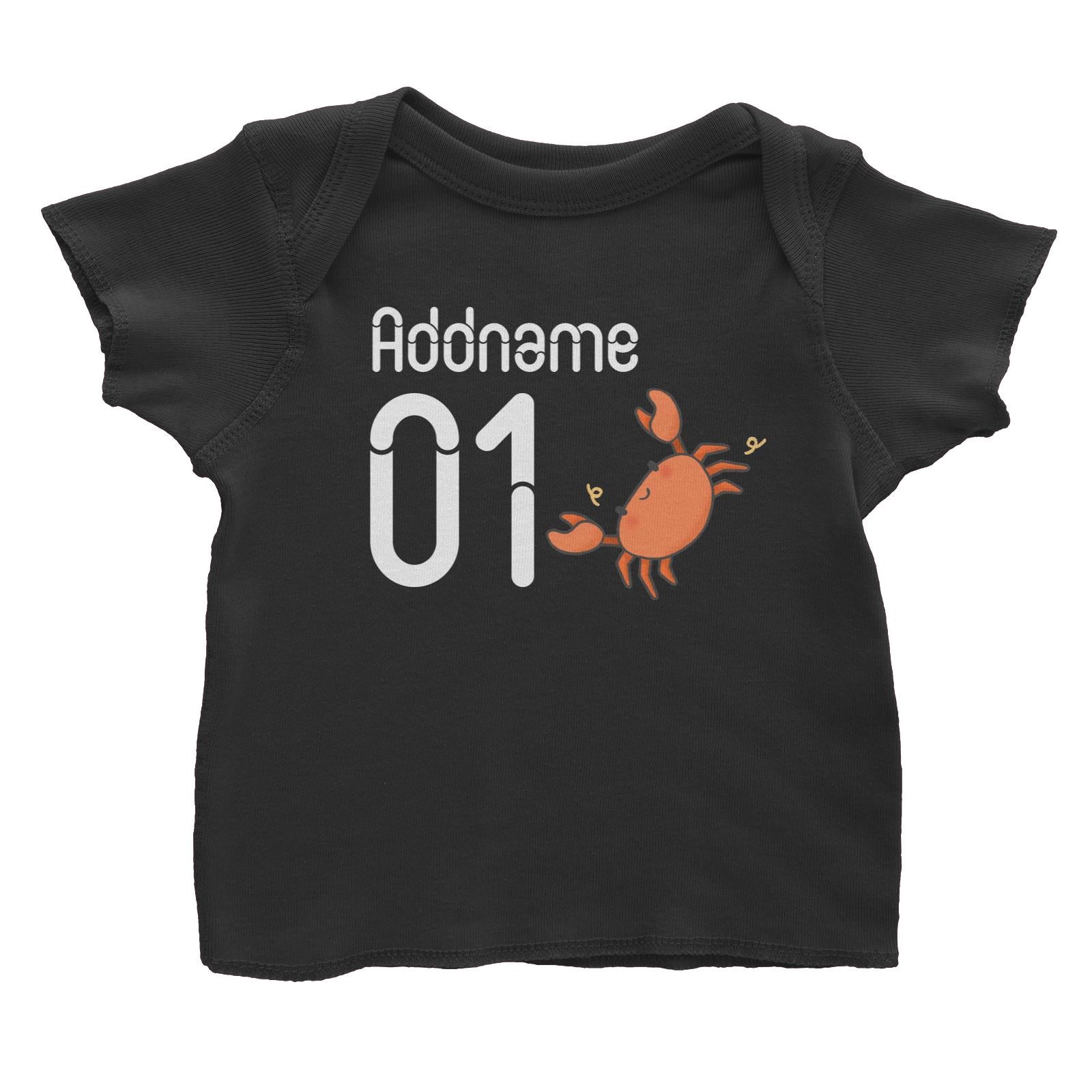 Name and Number Cute Hand Drawn Style Crab Baby T-Shirt