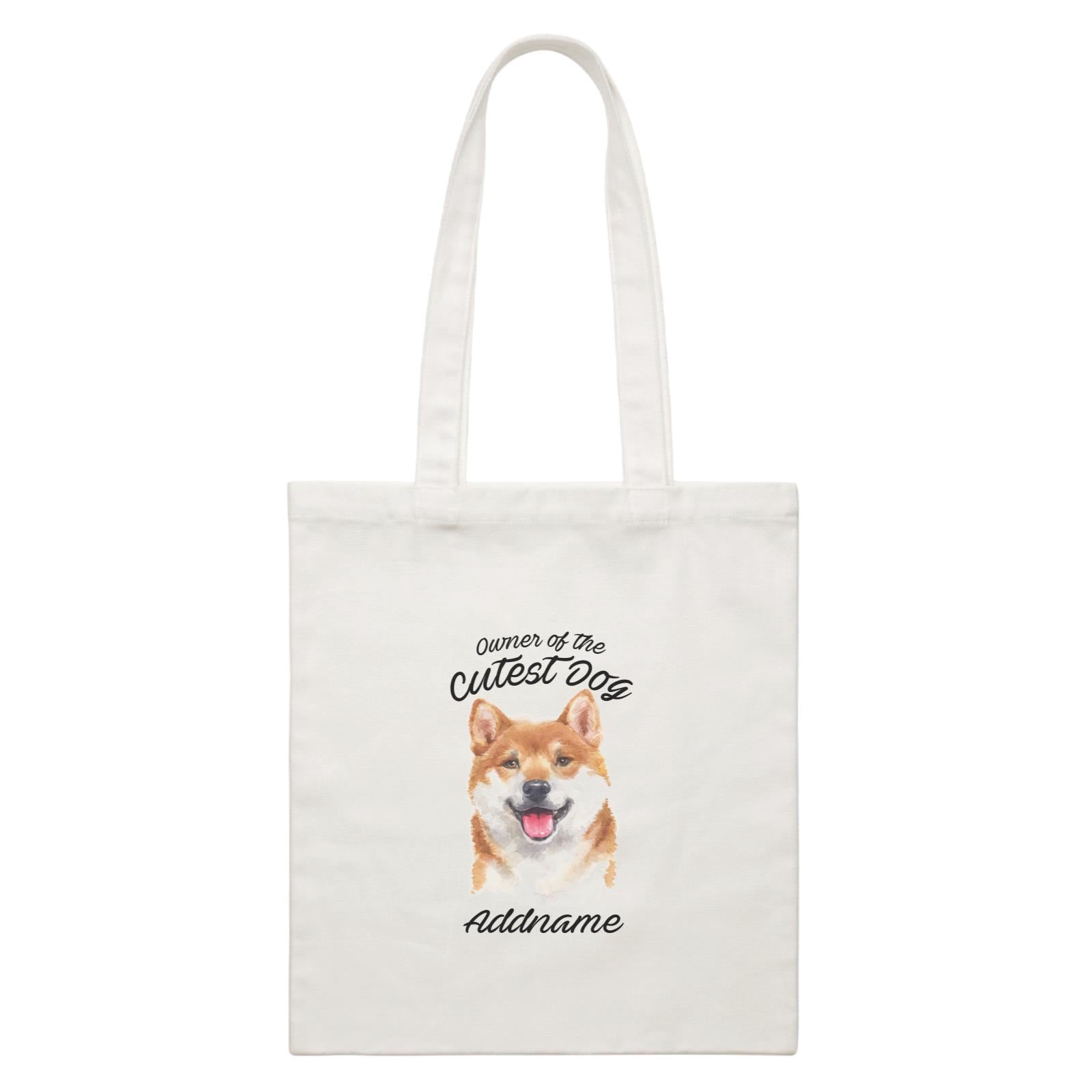 Watercolor Dog Owner Of The Cutest Dog Shiba Inu Addname White Canvas Bag