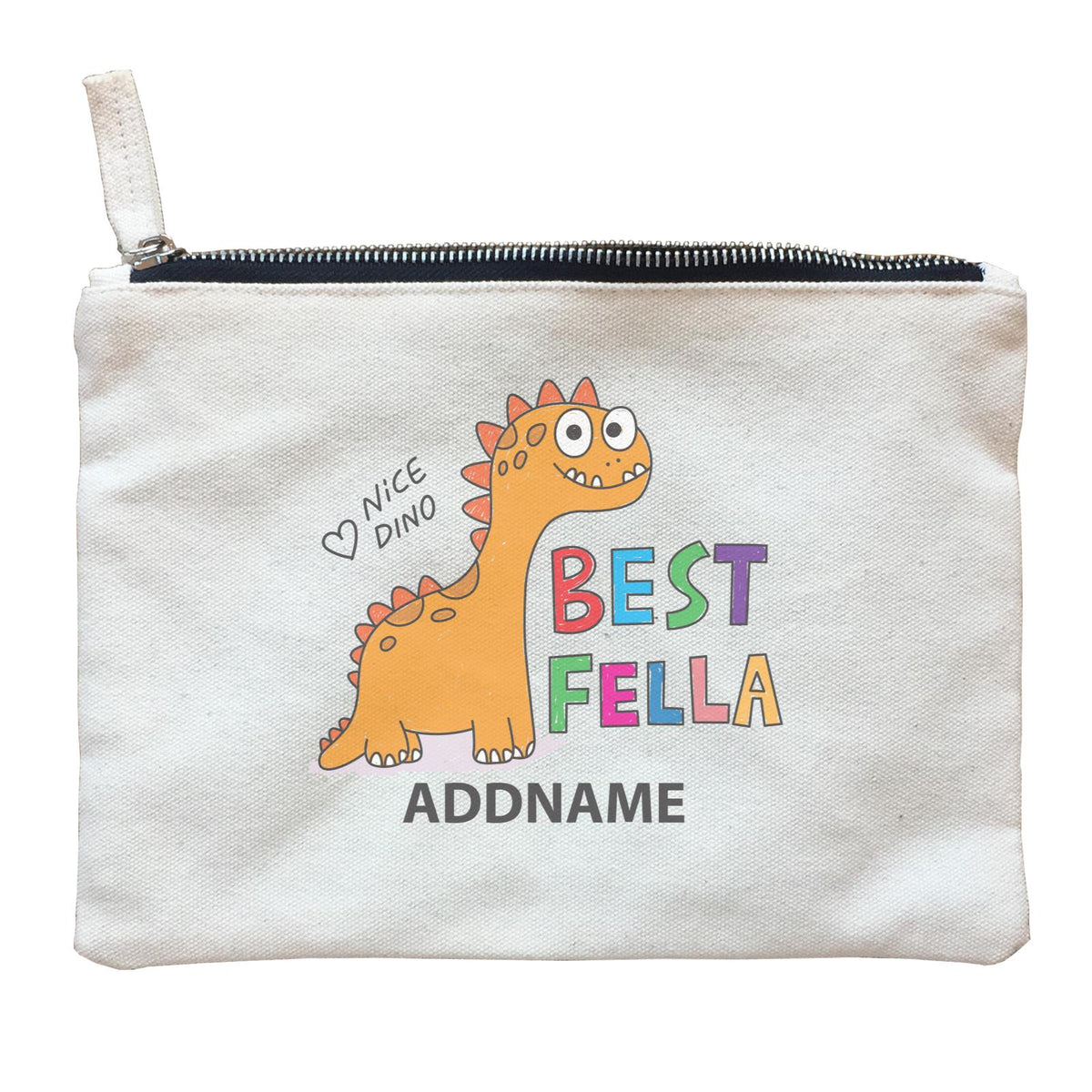 Cool Cute Dinosaur Best Fella Nice Dino Addname Zipper Pouch