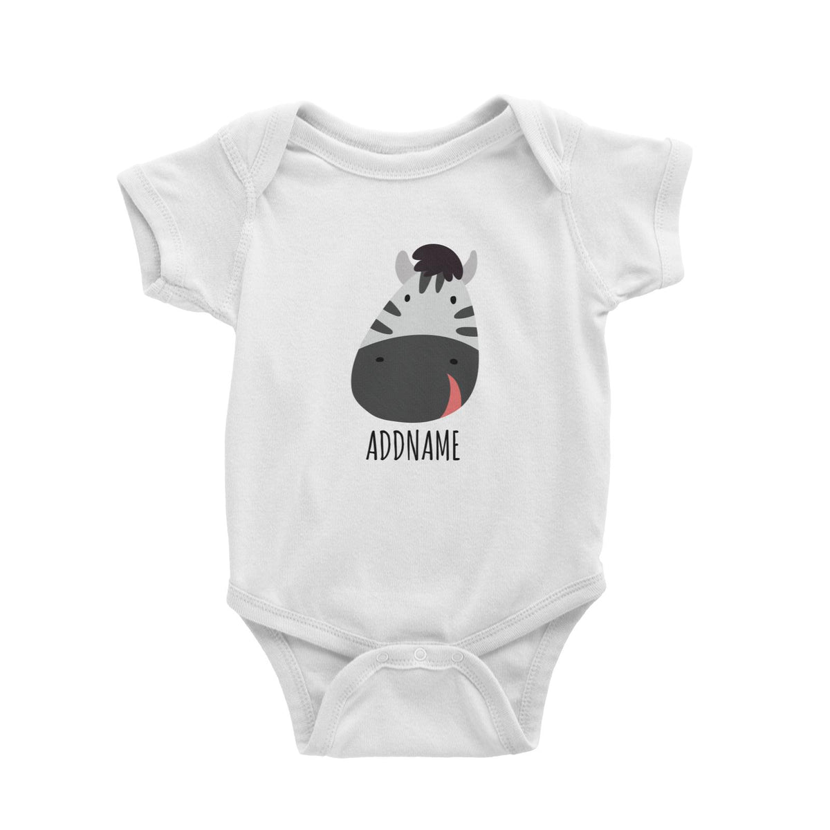 Zebra Head White White Baby Romper