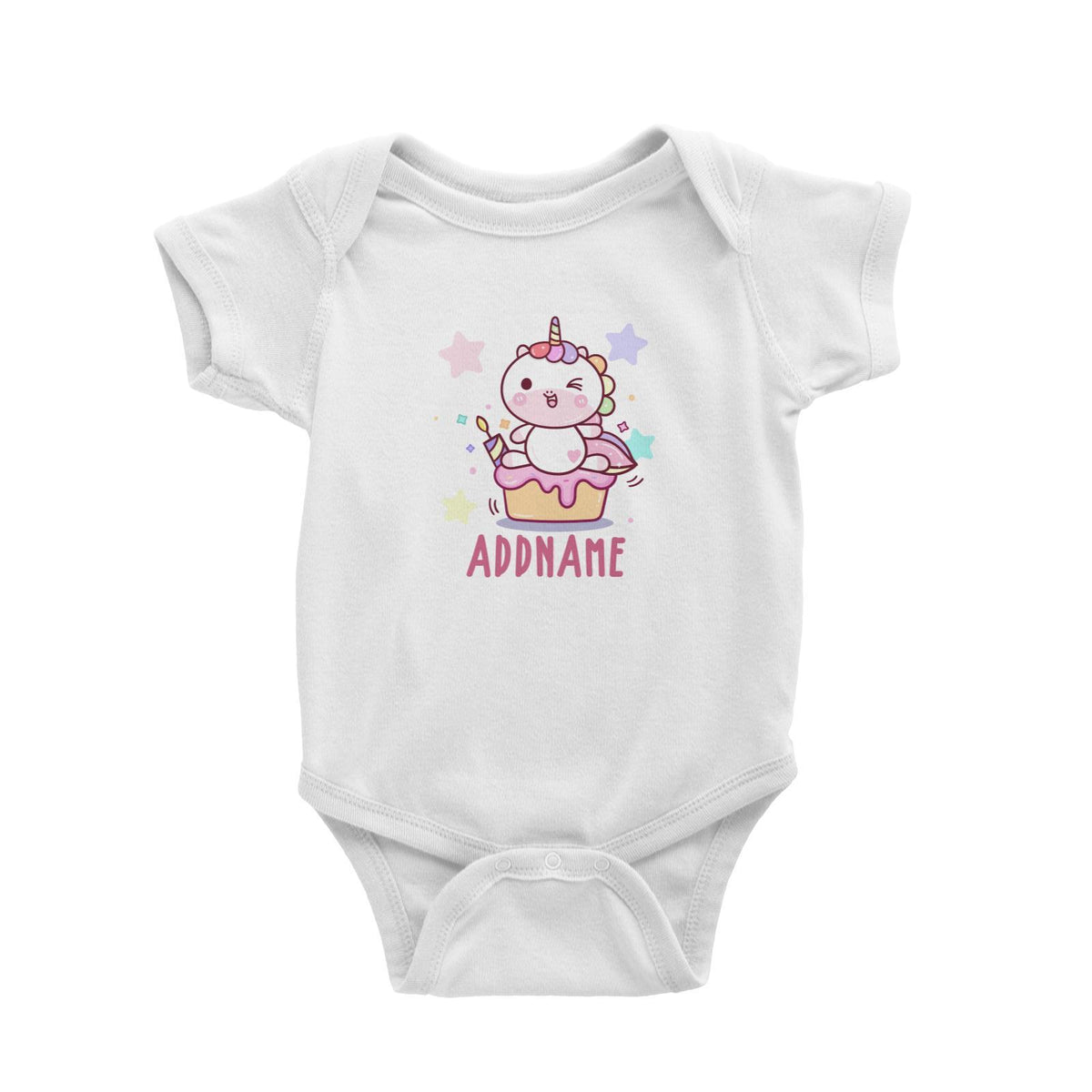 Unicorn And Princess Series Cute Unicorn Birthday Cupcake Addname Baby Romper