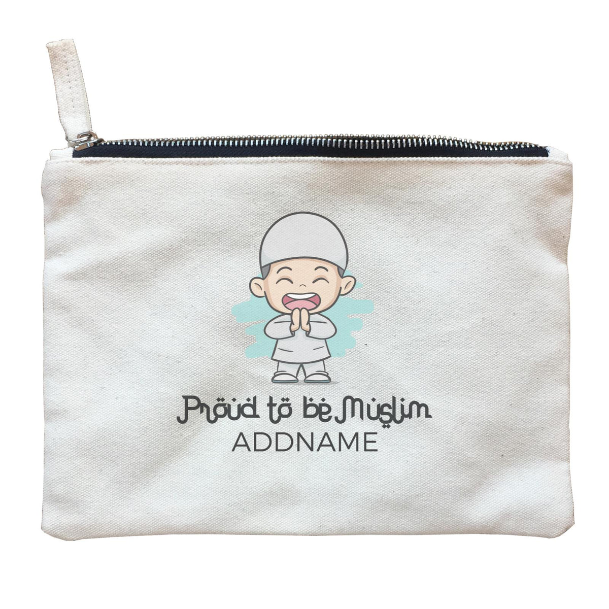 Proud To Be Muslim Happy Man Addname Zipper Pouch