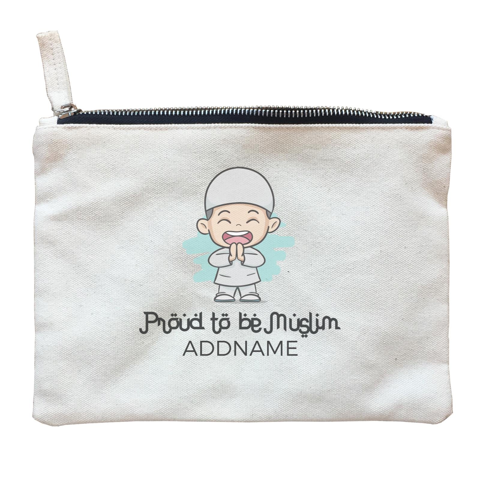 Proud To Be Muslim Happy Man Addname Zipper Pouch