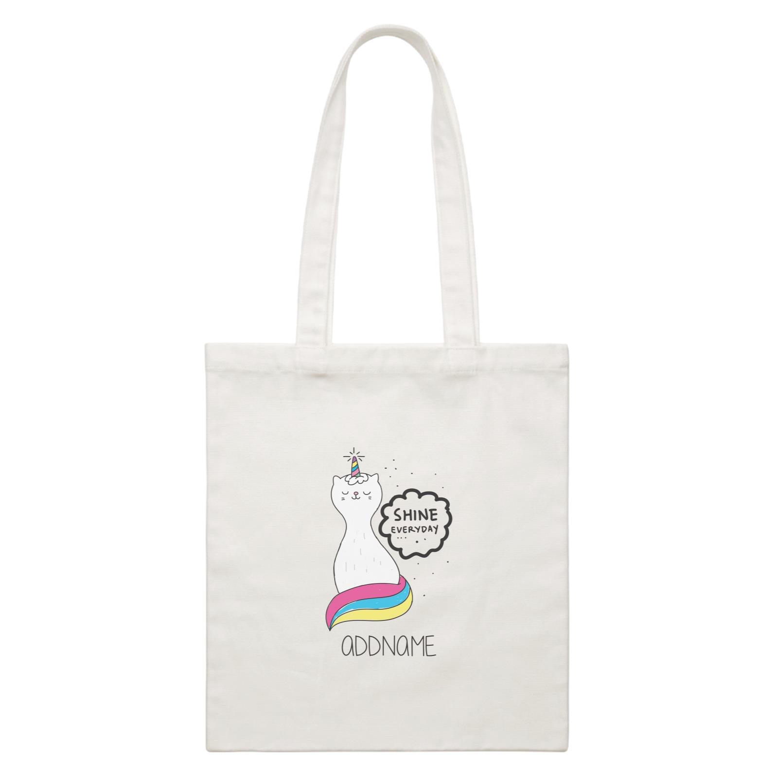 Cool Cute Animals Cats Unicorn Cat Shine Everyday Addname White Canvas Bag