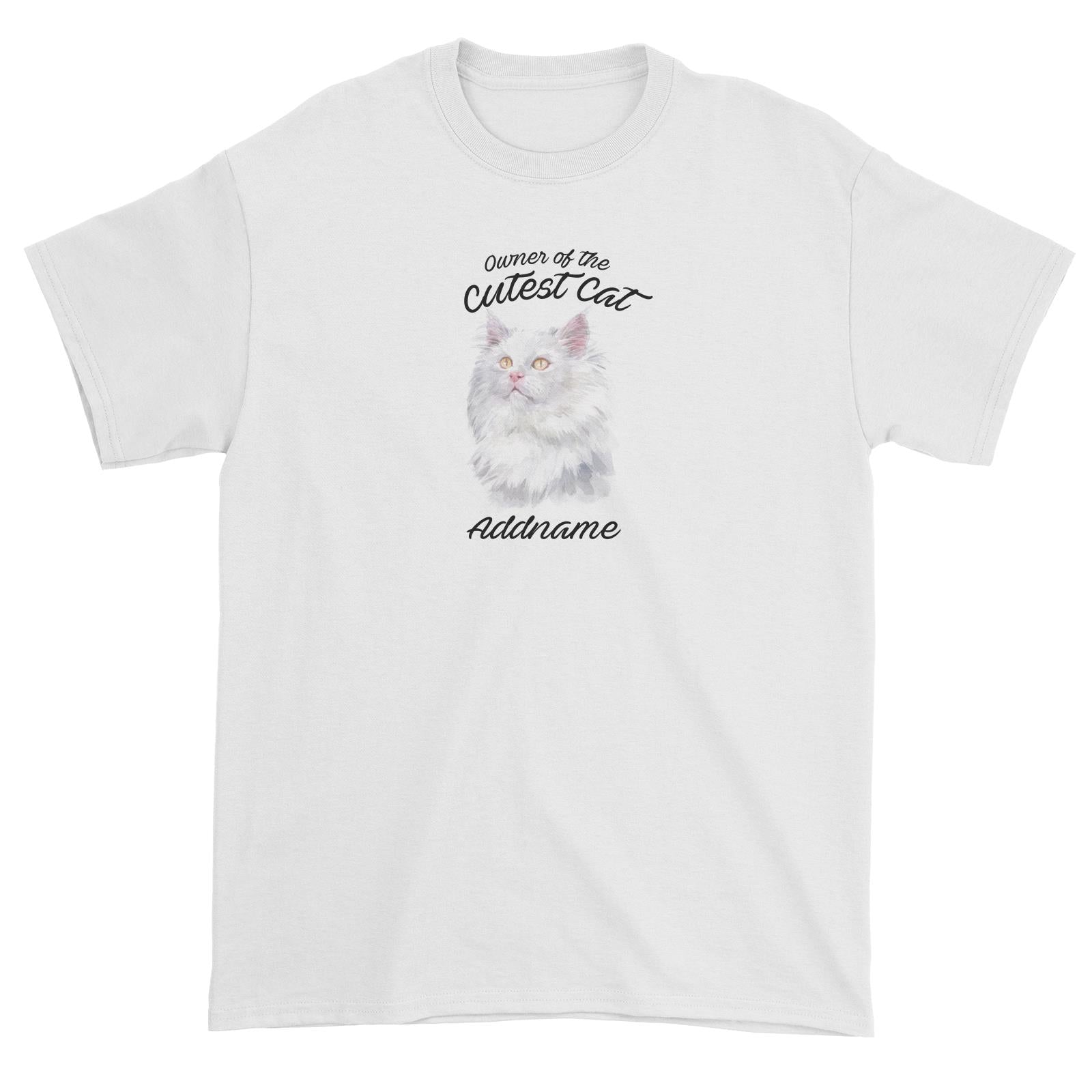 Watercolor Owner Of The Cutest Cat Deutsch Langhaar Katzen Addname Unisex T-Shirt