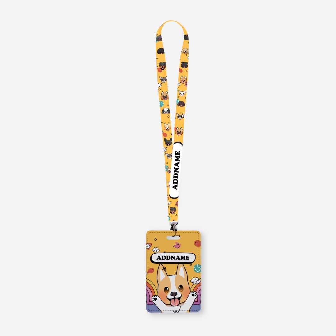 Paw Print Series Lanyard with Cardholder - Corgi