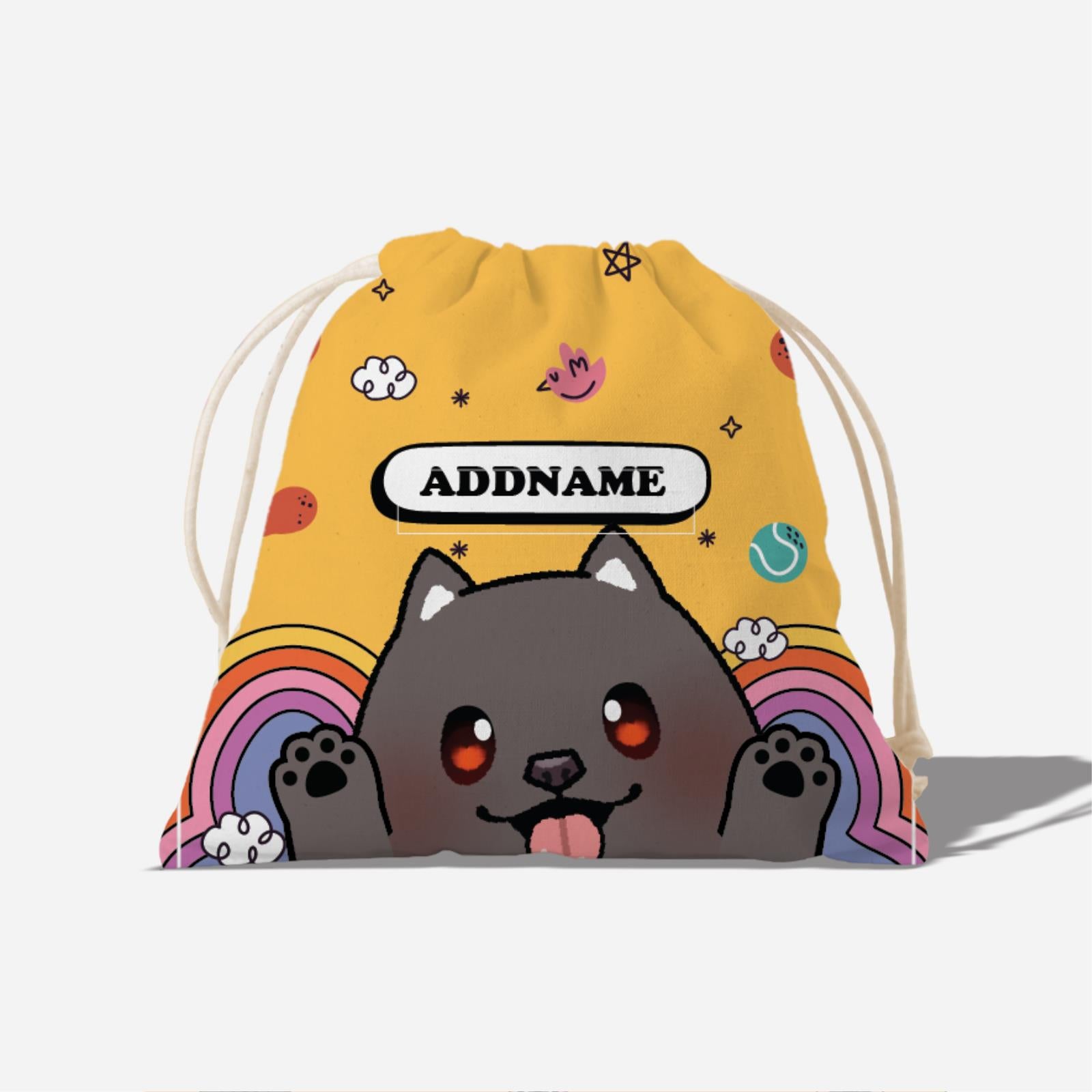 Paw Print Series Full Print Satchel - Grey Pomeranian