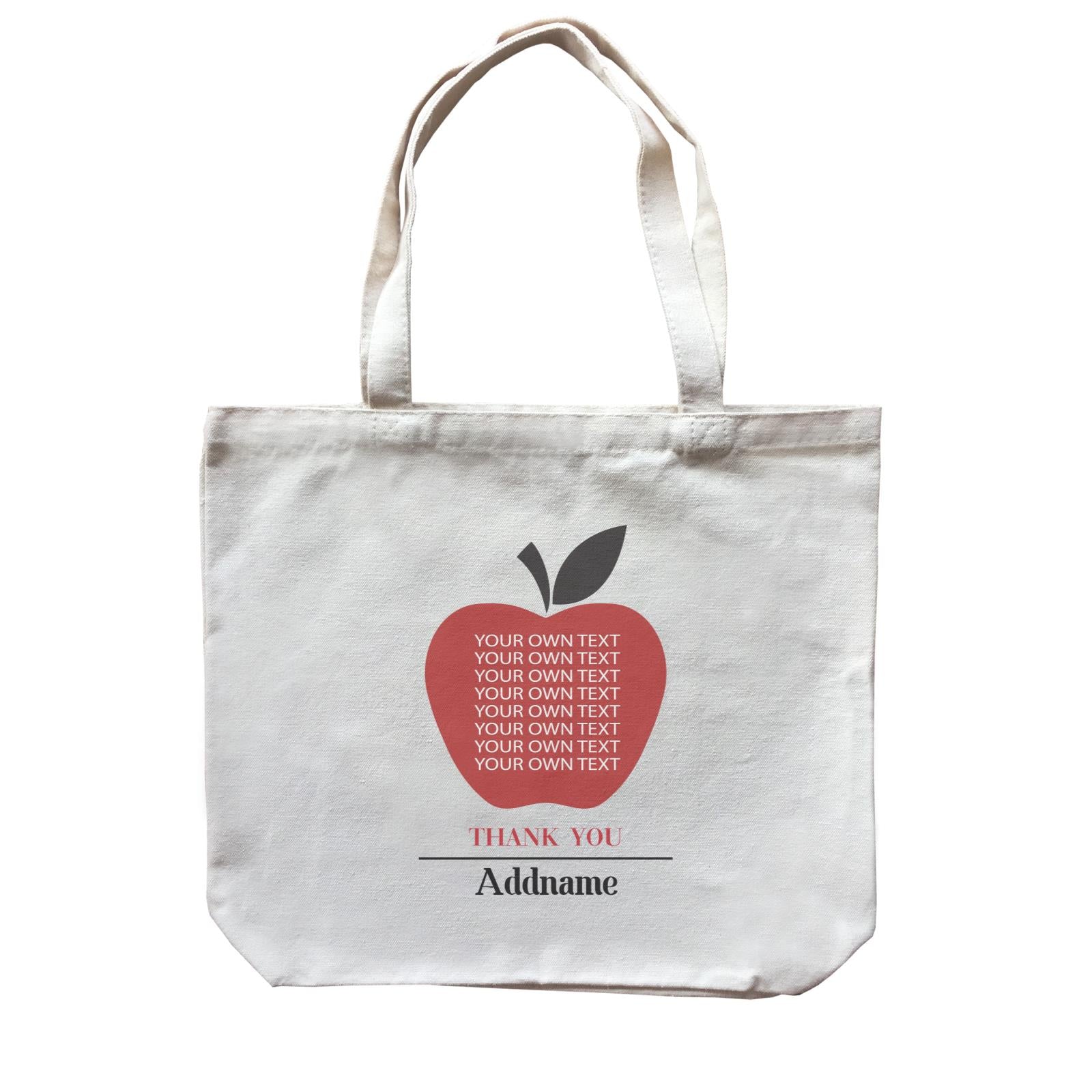 Teacher Addname Big Red Apple Thank You Addname & Add Text Canvas Bag