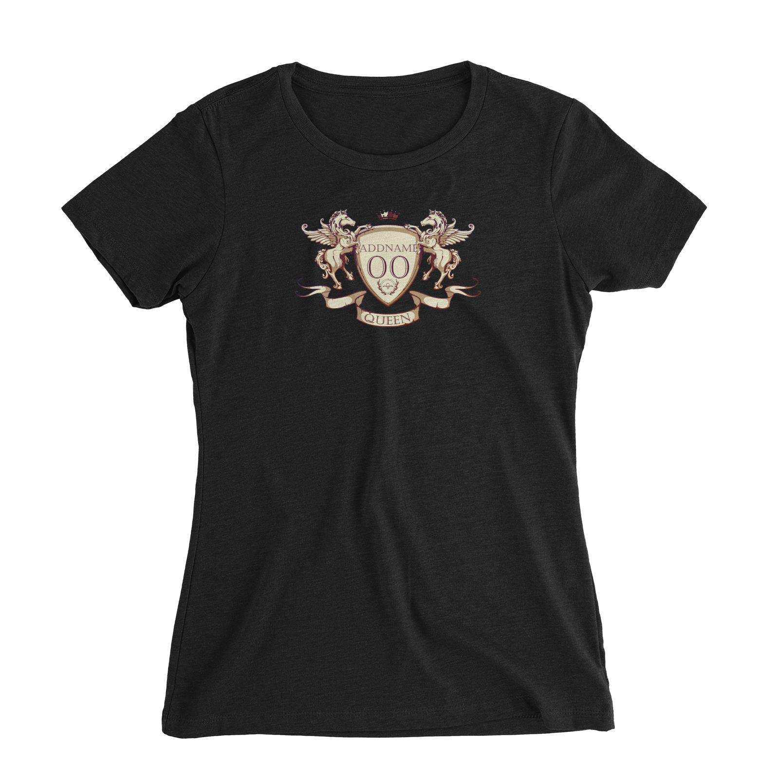Horse Royal Emblem Queen Personalizable with Name and Number Women's Slim Fit T-Shirt