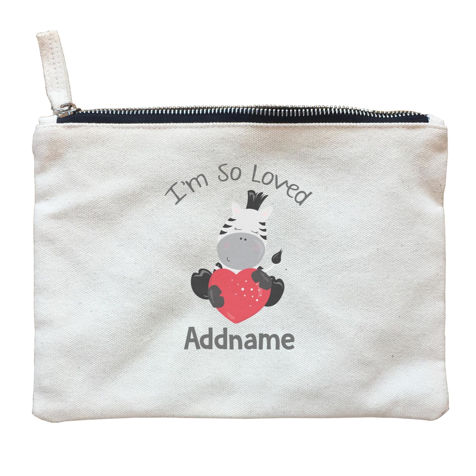 Animal Hearts I'm So Loved Zebra Addname Zipper Pouch