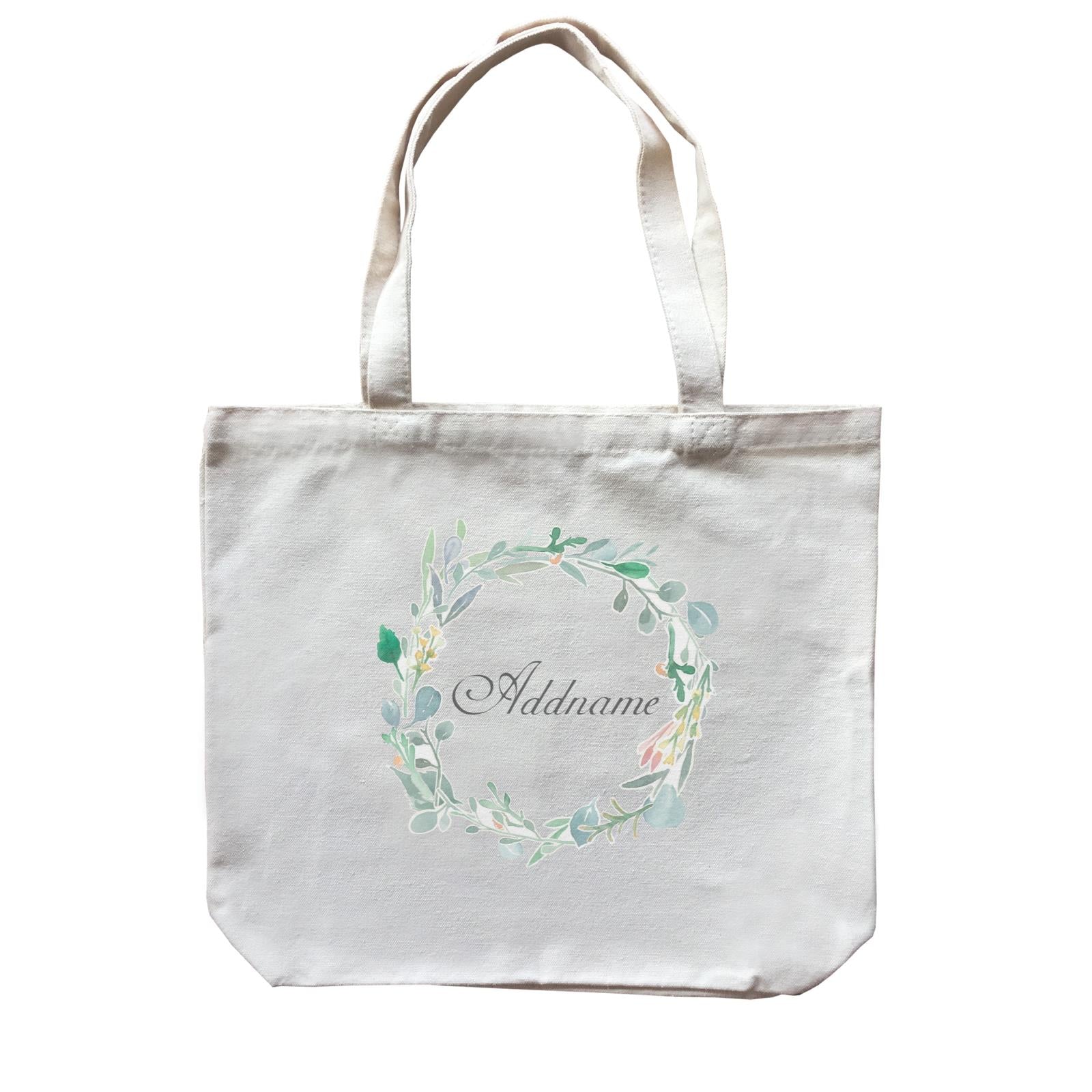 Green Leaf Rustic Wreath Addname Accessories Canvas Bag