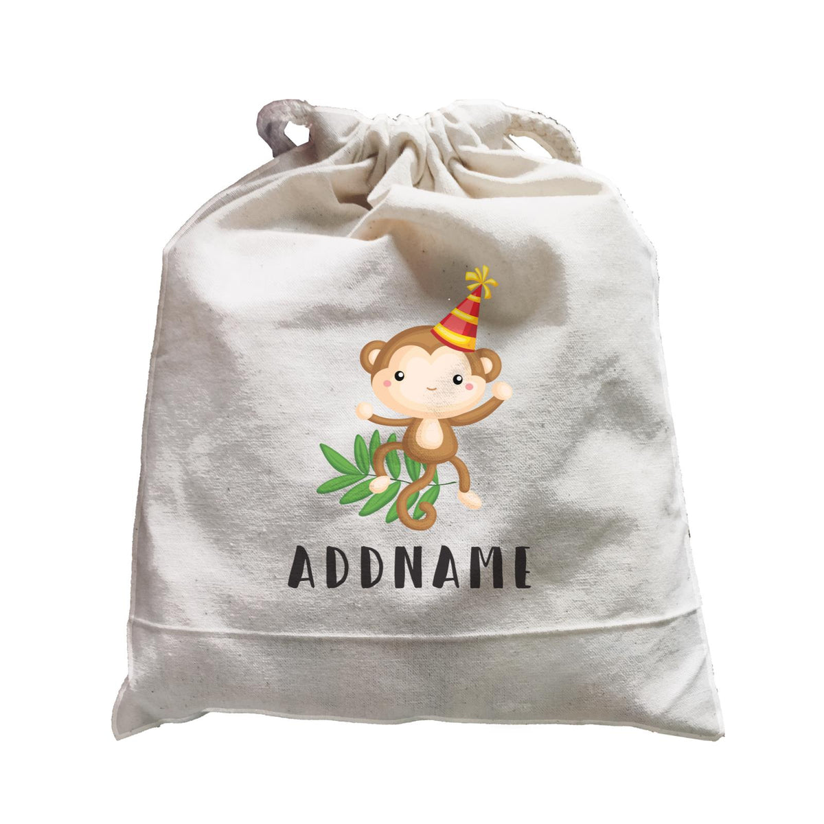 Birthday Safari Monkey Wearing Party Hat Addname Satchel