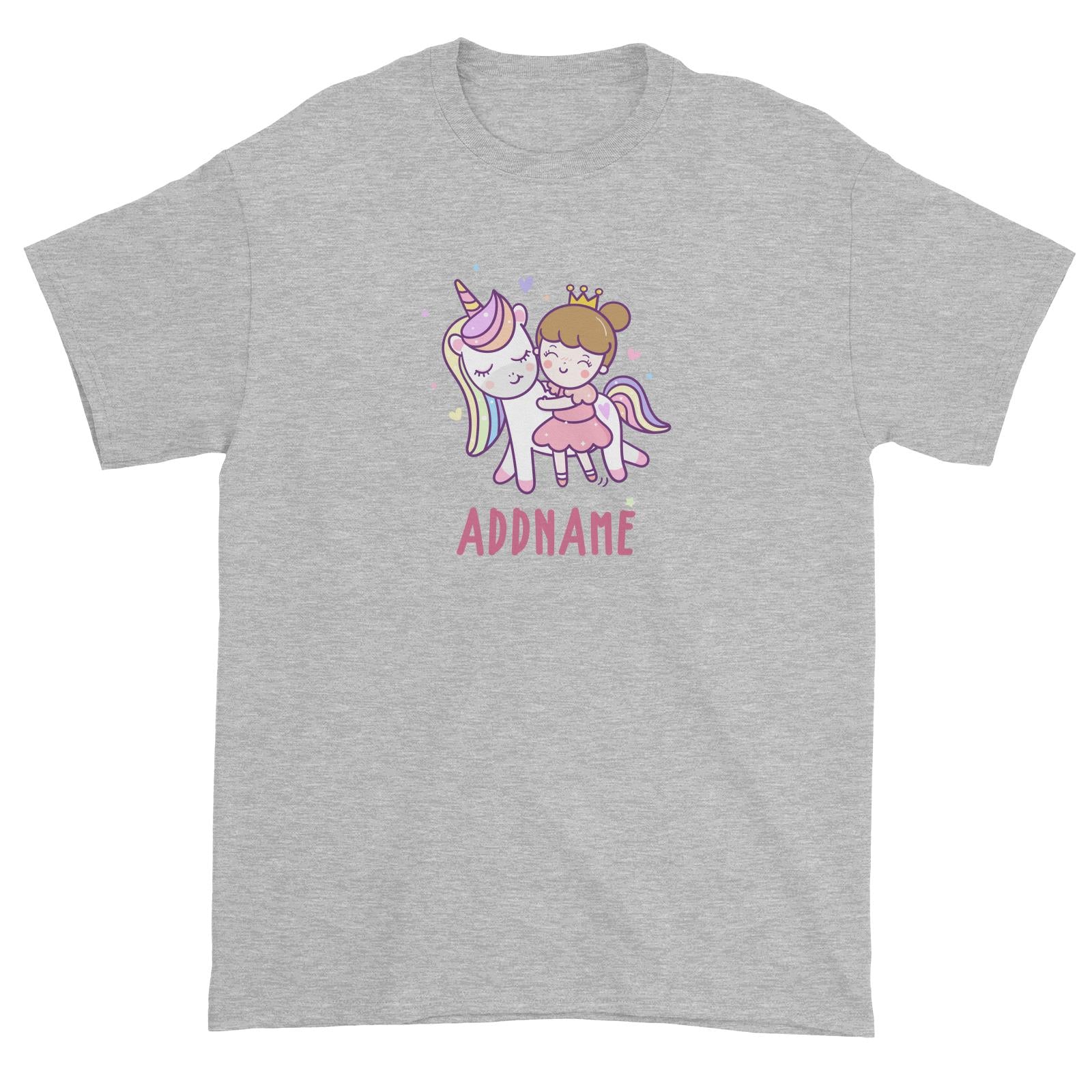 Unicorn And Princess Series Cute Unicorn With Princess Addname Unisex T-Shirt