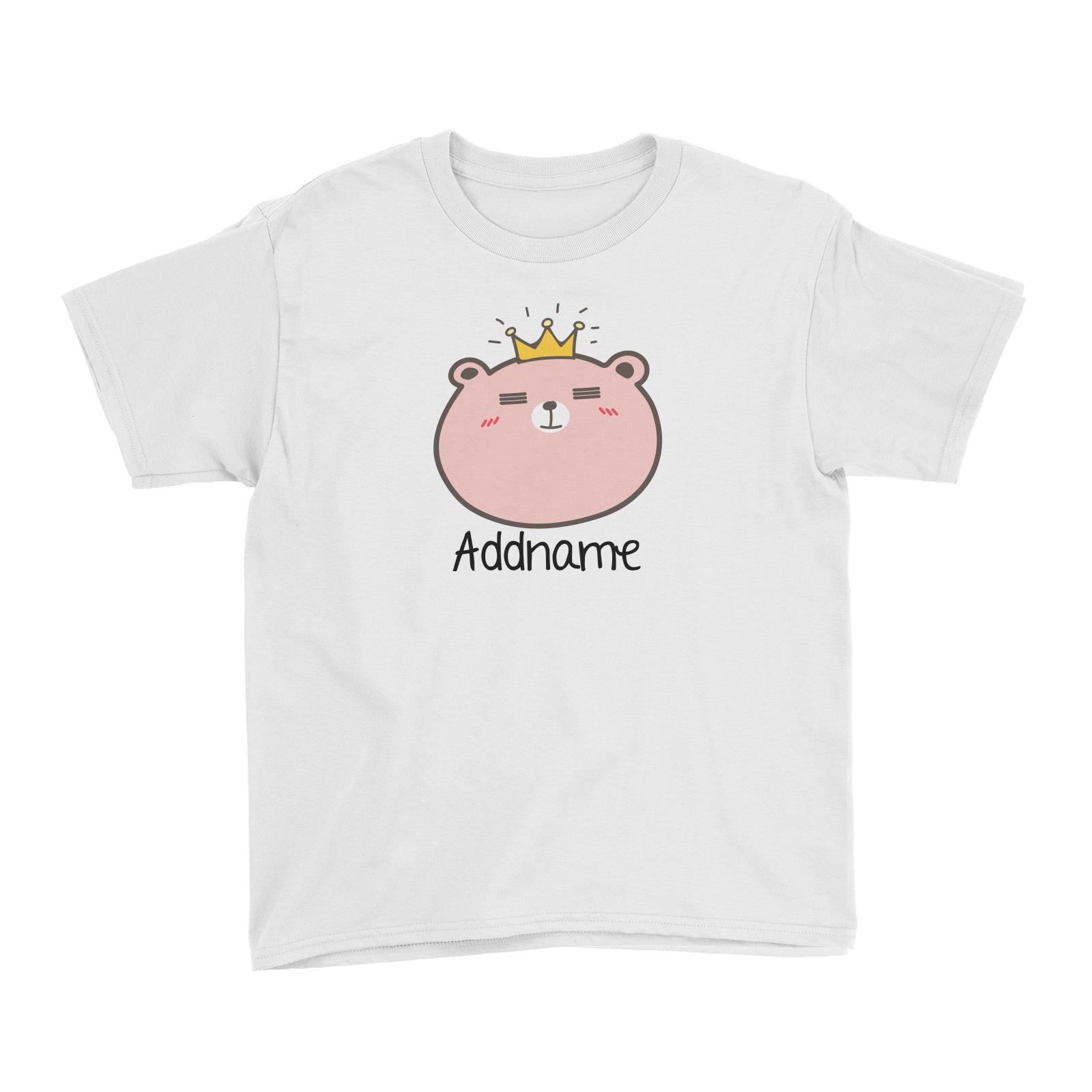 Cute Animals And Friends Series Cute Pink Bear With Crown Addname Kid's T-Shirt