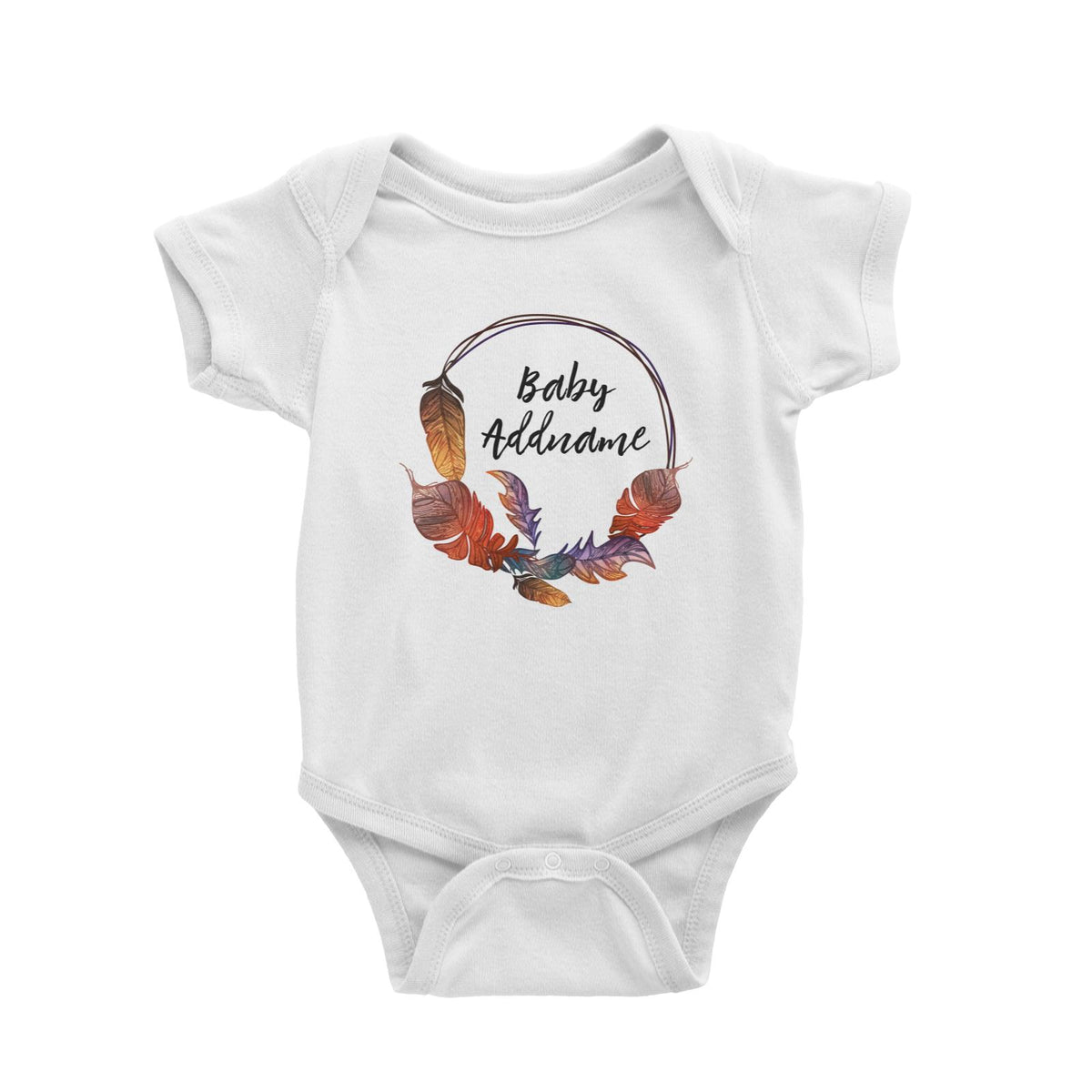 Colourful Feathers with Baby Personalizable Addname Baby Romper