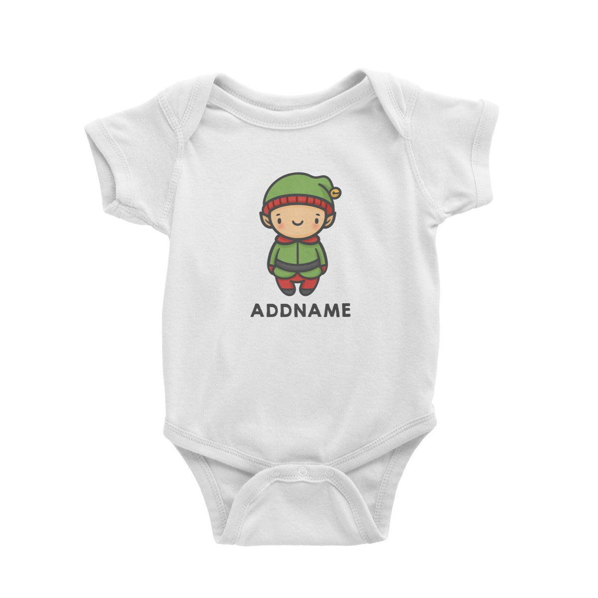Xmas Cute Elf Addname Baby Romper