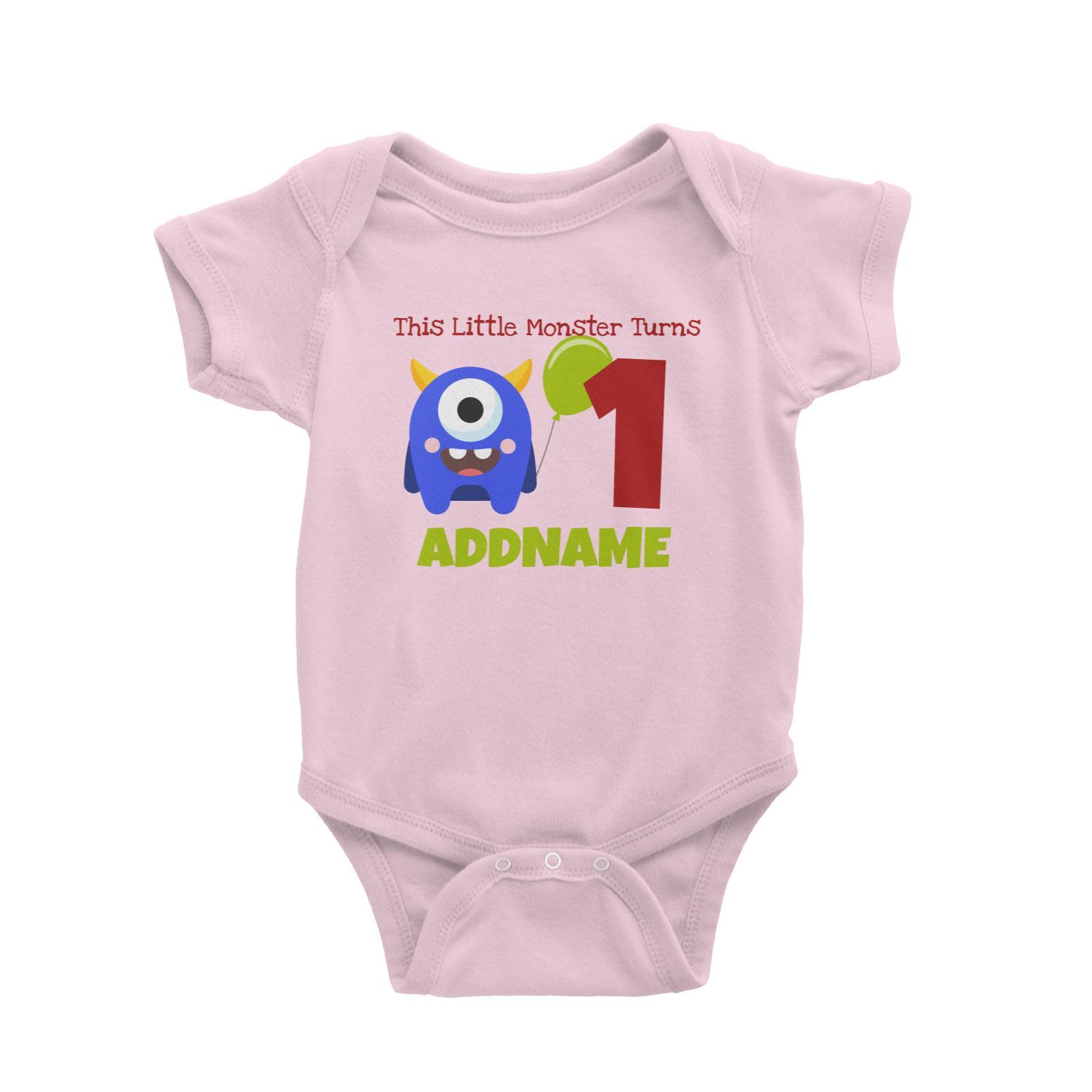 Blue Monster Birthday Theme Personalizable with Name and Number Baby Romper
