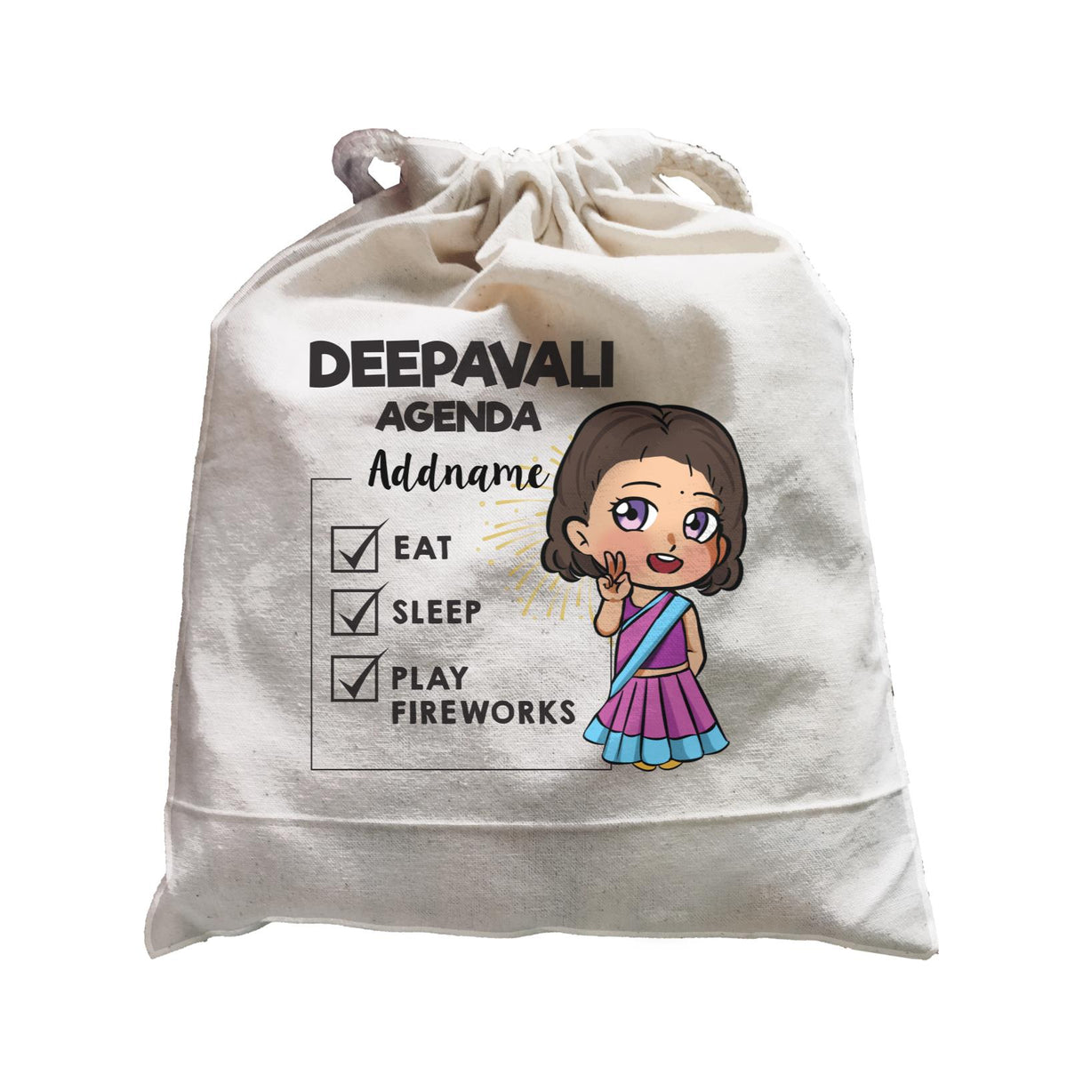 Deepavali Chibi Little Girl Agenda Addname Satchel