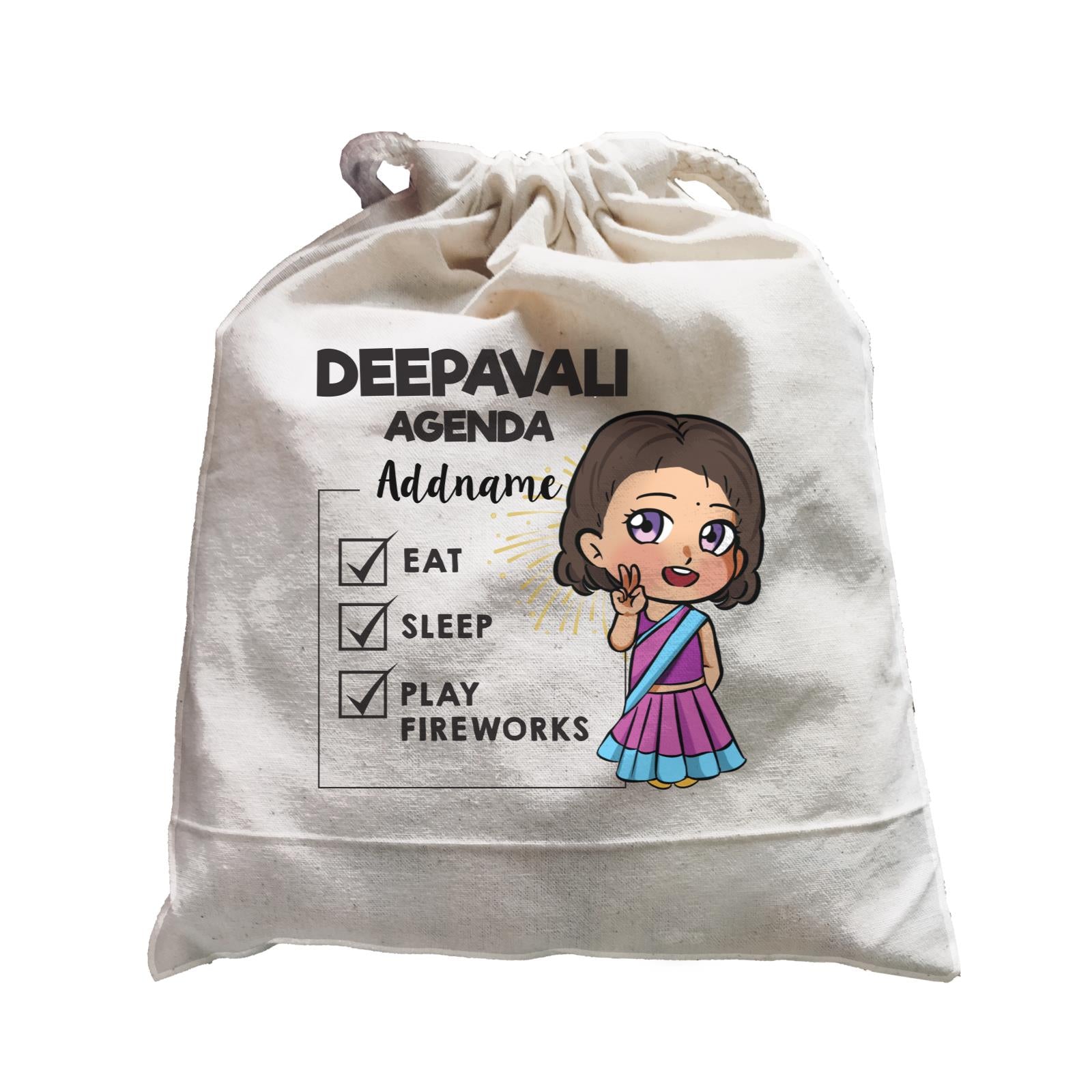 Deepavali Chibi Little Girl Agenda Addname Satchel
