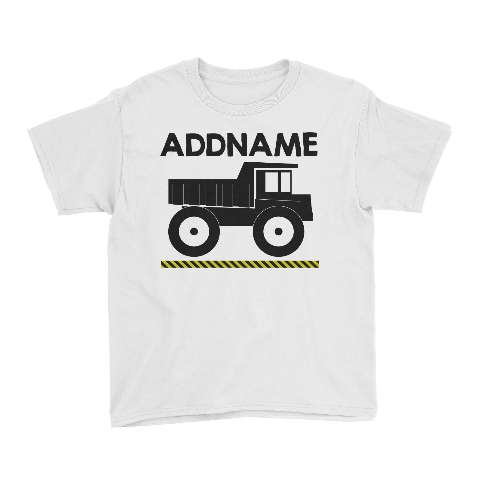 Construction Birthday Theme Truck 1 Addname Kid's T-Shirt