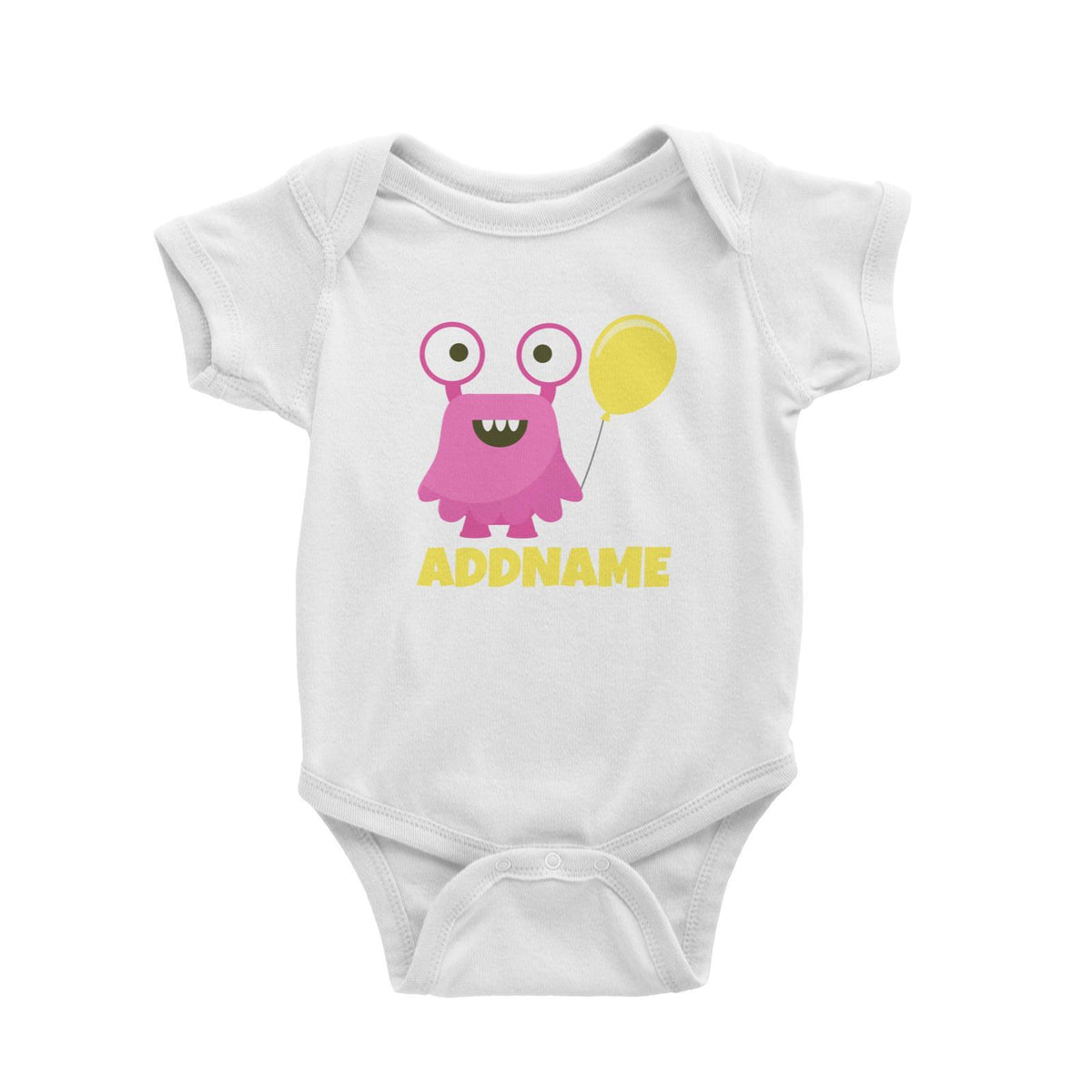 Pink Monster Birthday Theme Addname Baby Romper