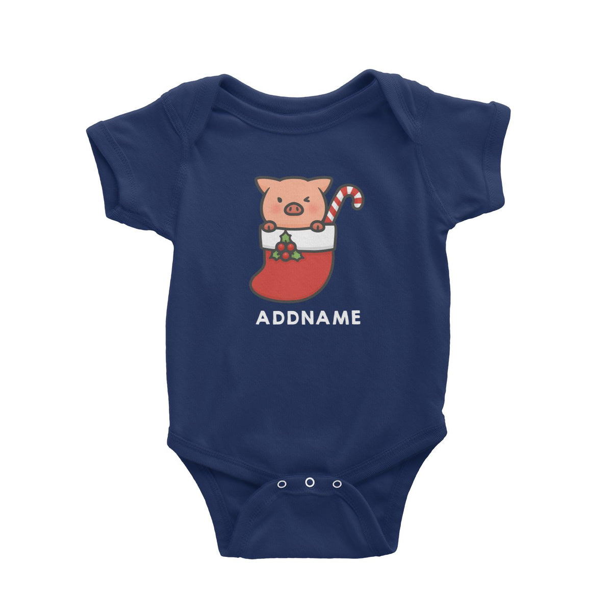 Xmas Cute Pig In Christmas Sock Addname Accessories Baby Romper