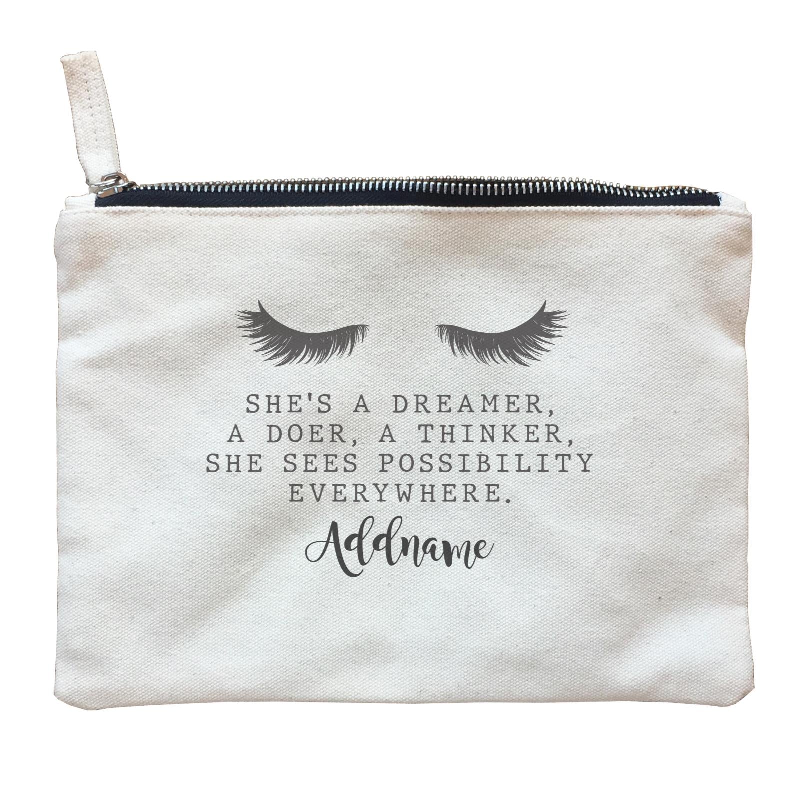 Make Up Quotes She's A Dreamer A Doer A Thinker Addname Zipper Pouch