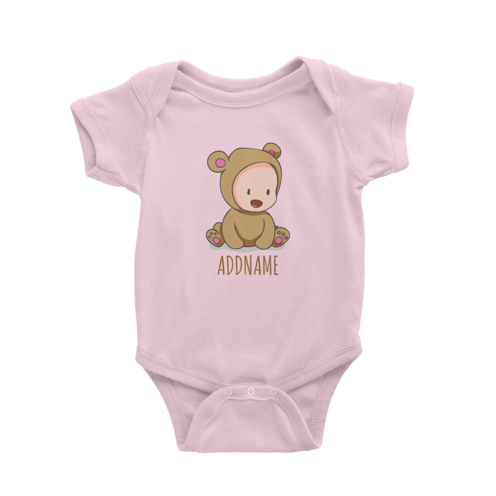 Cute Baby in Brown Bear Suit Addname Baby Romper