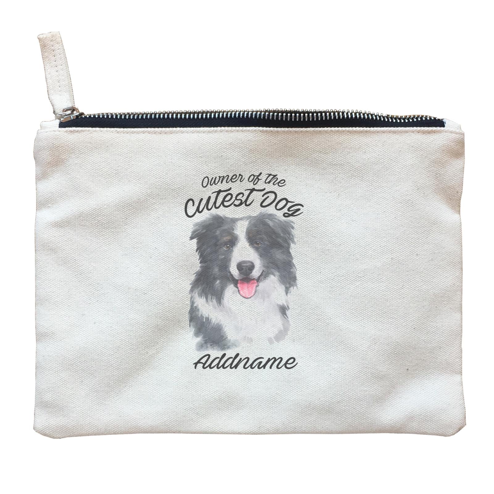 Watercolor Dog Owner Of The Cutest Dog Border Collie Addname Zipper Pouch