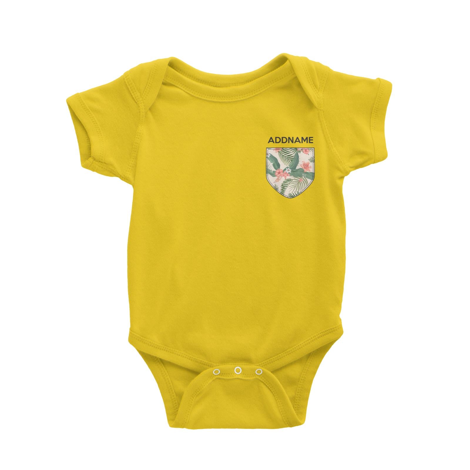 Raya Pocket Pink Coral Bunga Raya Pattern Addname Baby Rompers