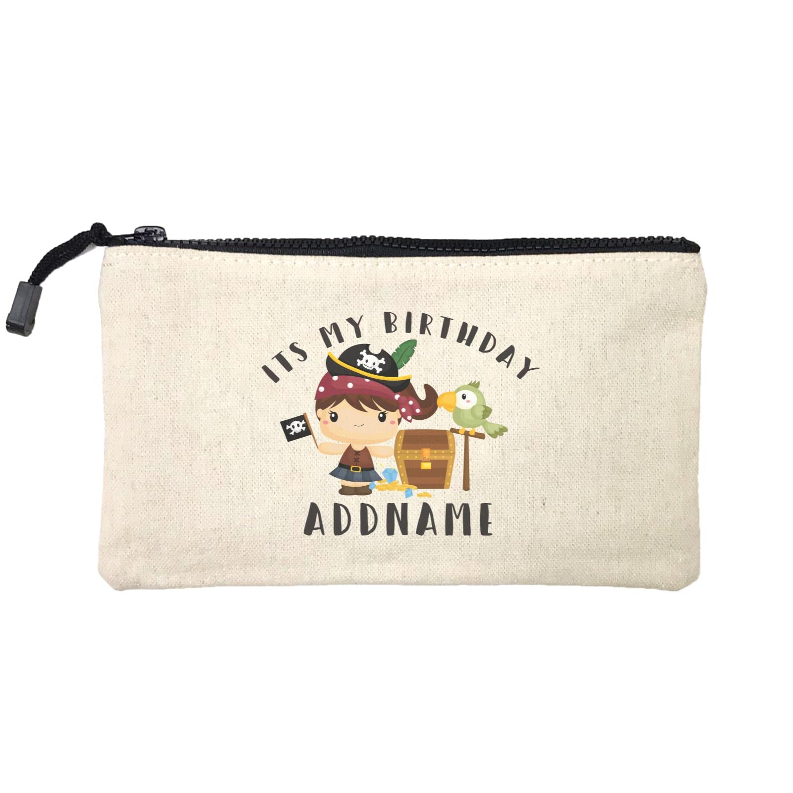 Birthday Pirate Happy Girl Captain With Treasure Chest Its My Birthday Addname Mini Accessories Stationery Pouch