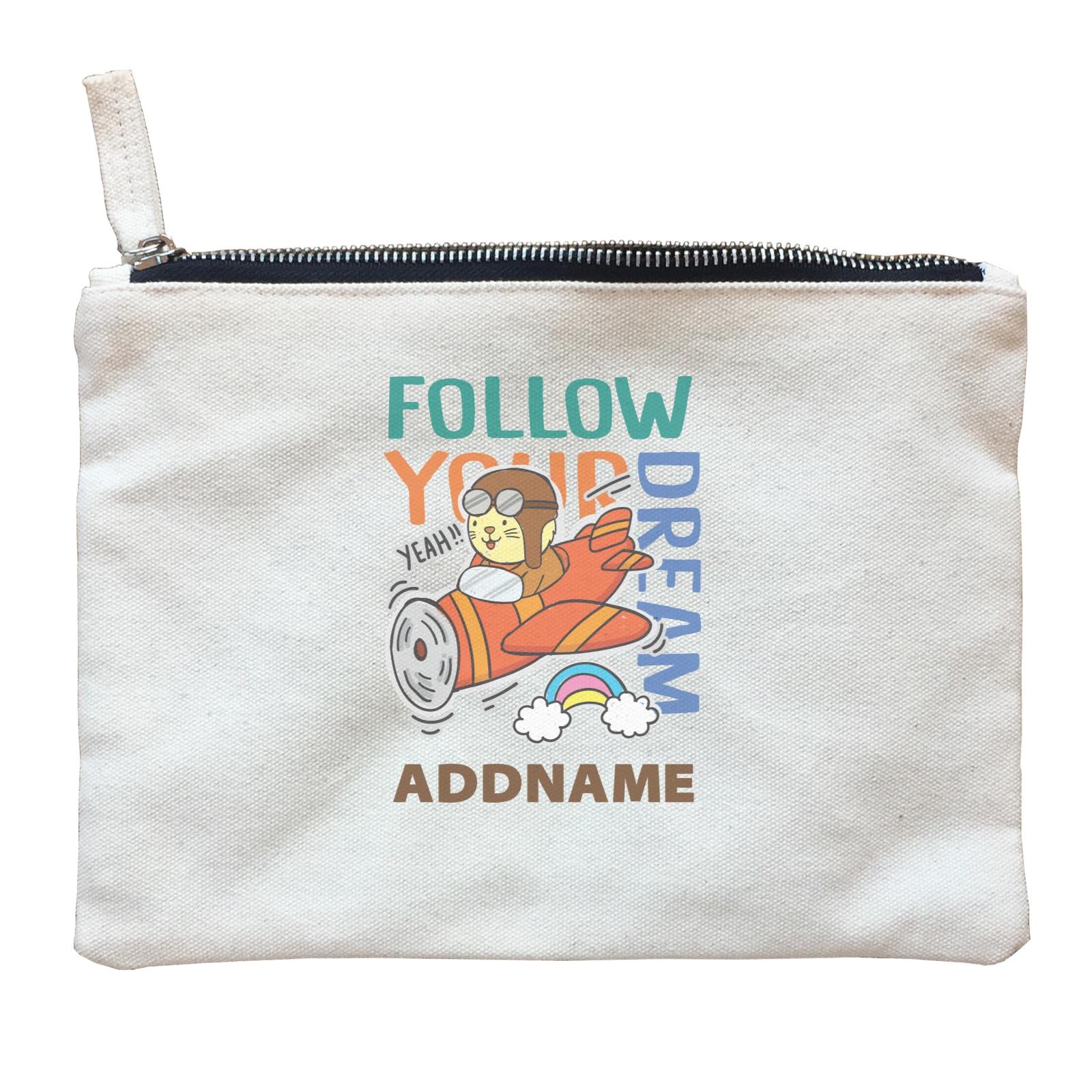 Cool Cute Animals Cats Follow Your Dream Addname Zipper Pouch