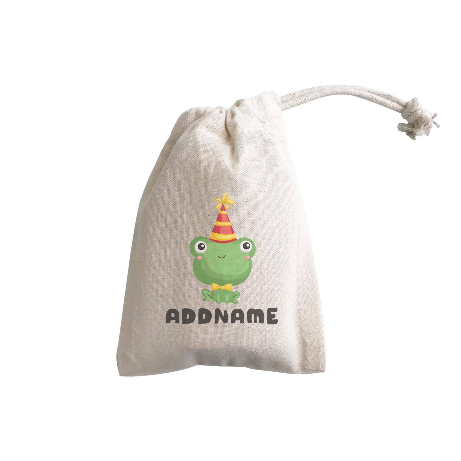 Birthday Frog Frog Wearing Party Hat Addname GP Gift Pouch