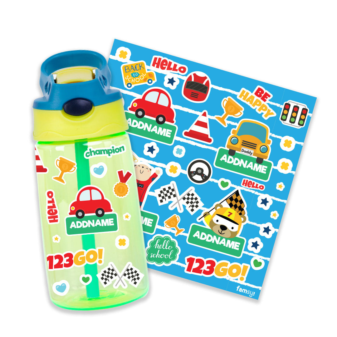 Cute Cars Green Kiddies Bottle