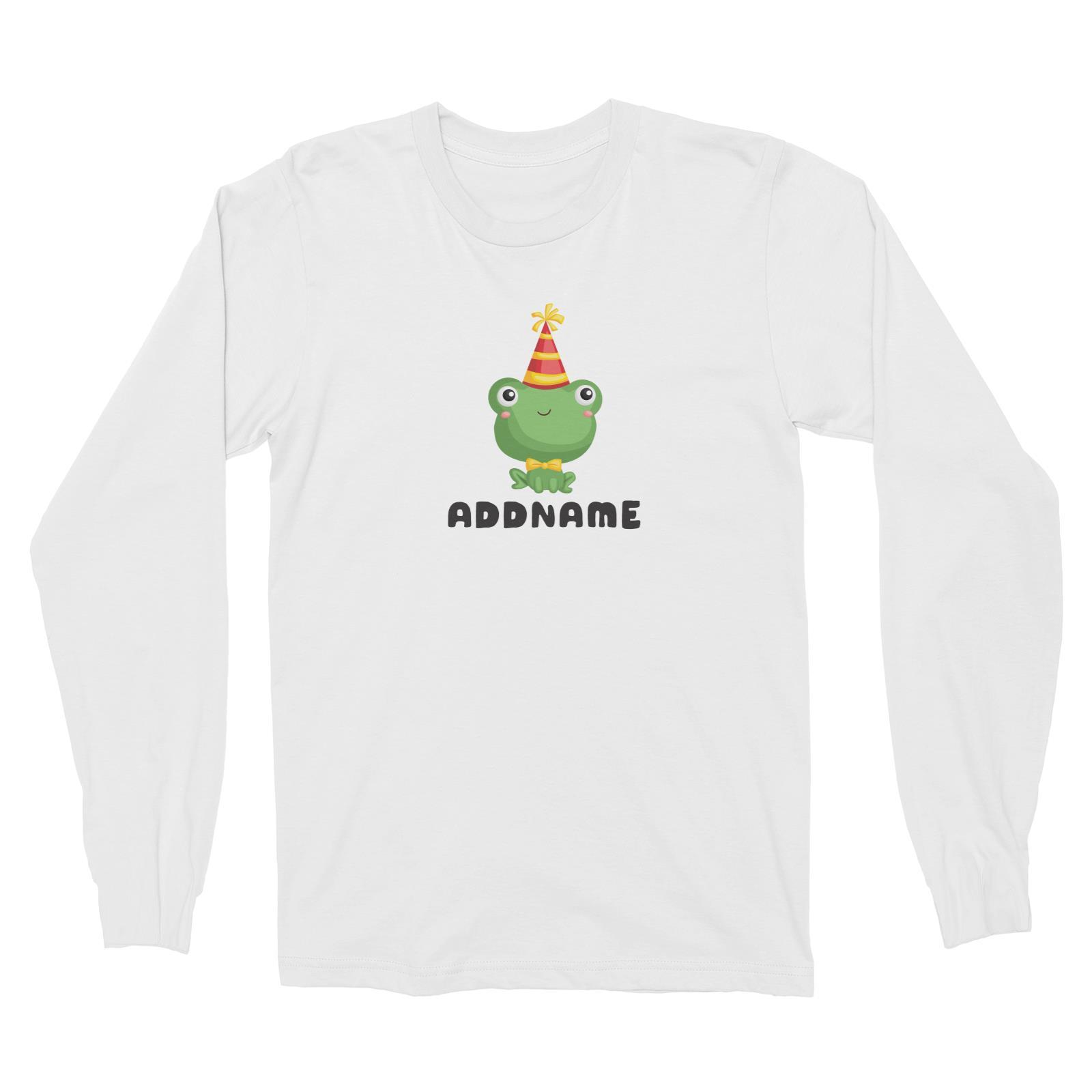 Birthday Frog Frog Wearing Party Hat Addname Long Sleeve Unisex T-Shirt
