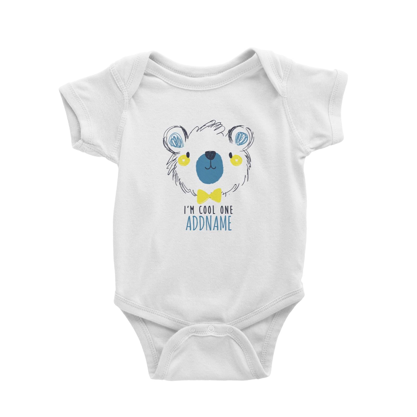 I'm Cool One Bear Addname White Baby Romper