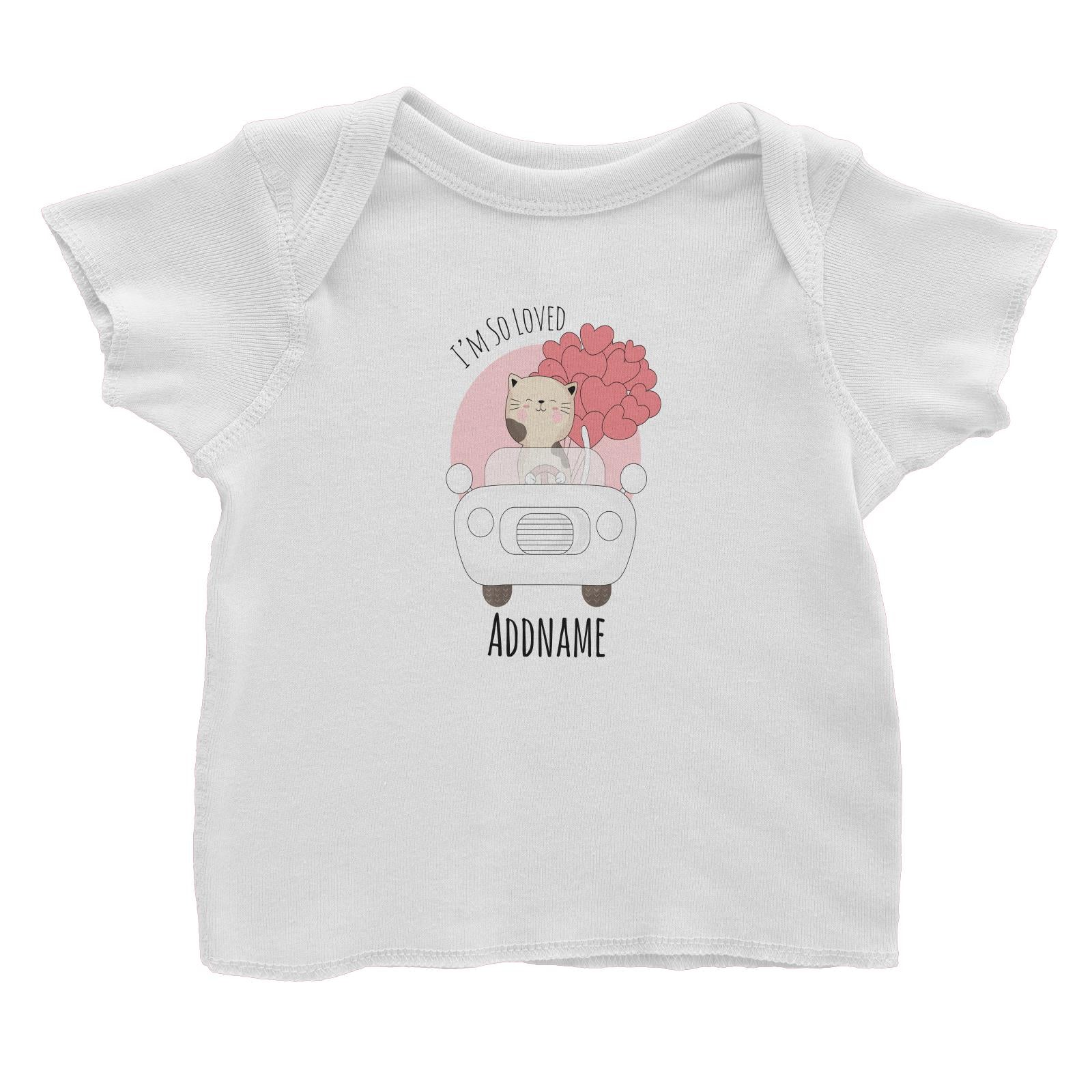 Sweet Animals Sketches Car in Cat I'm So Loved Addname Baby T-Shirt
