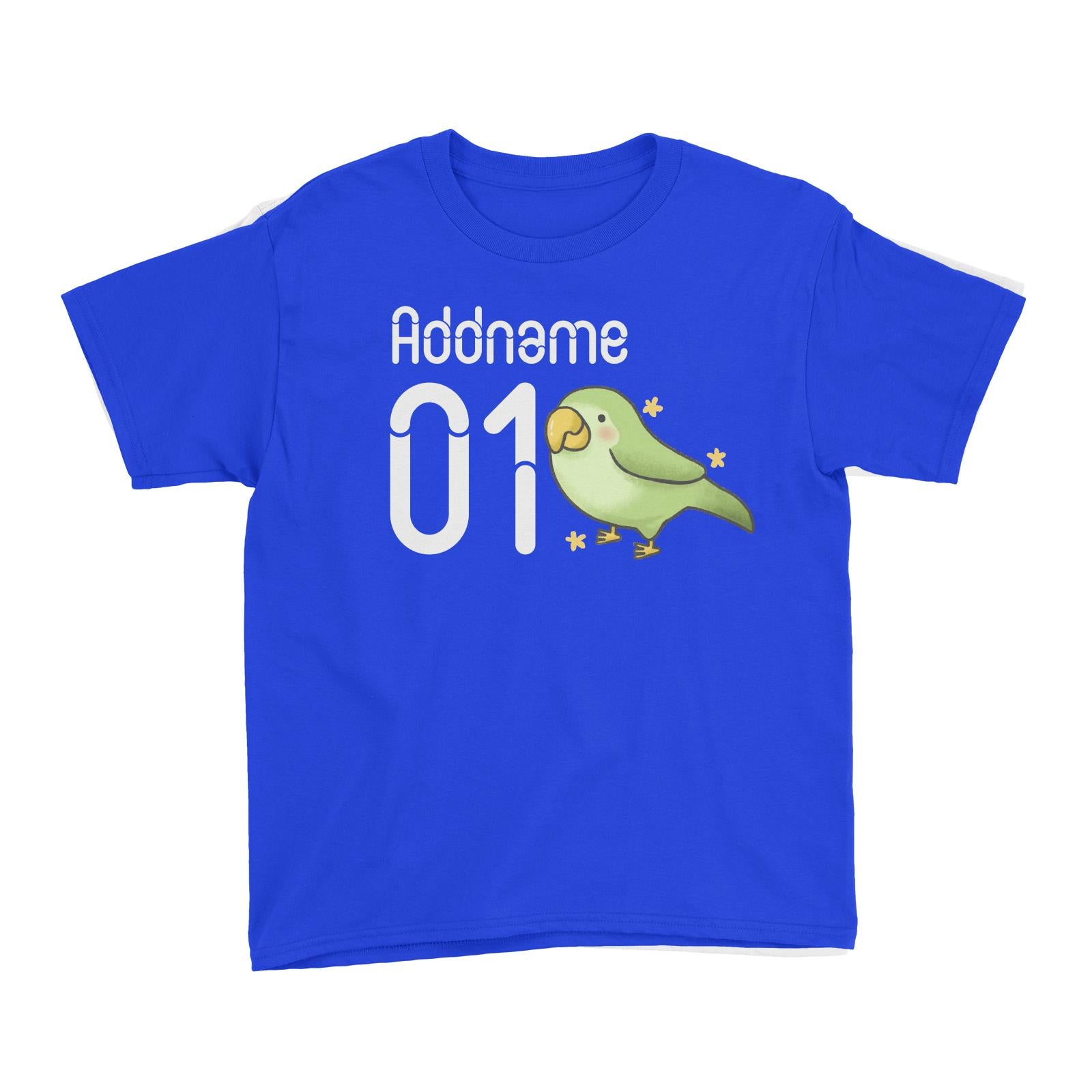 Name and Number Cute Hand Drawn Style Parrot Kid's T-Shirt