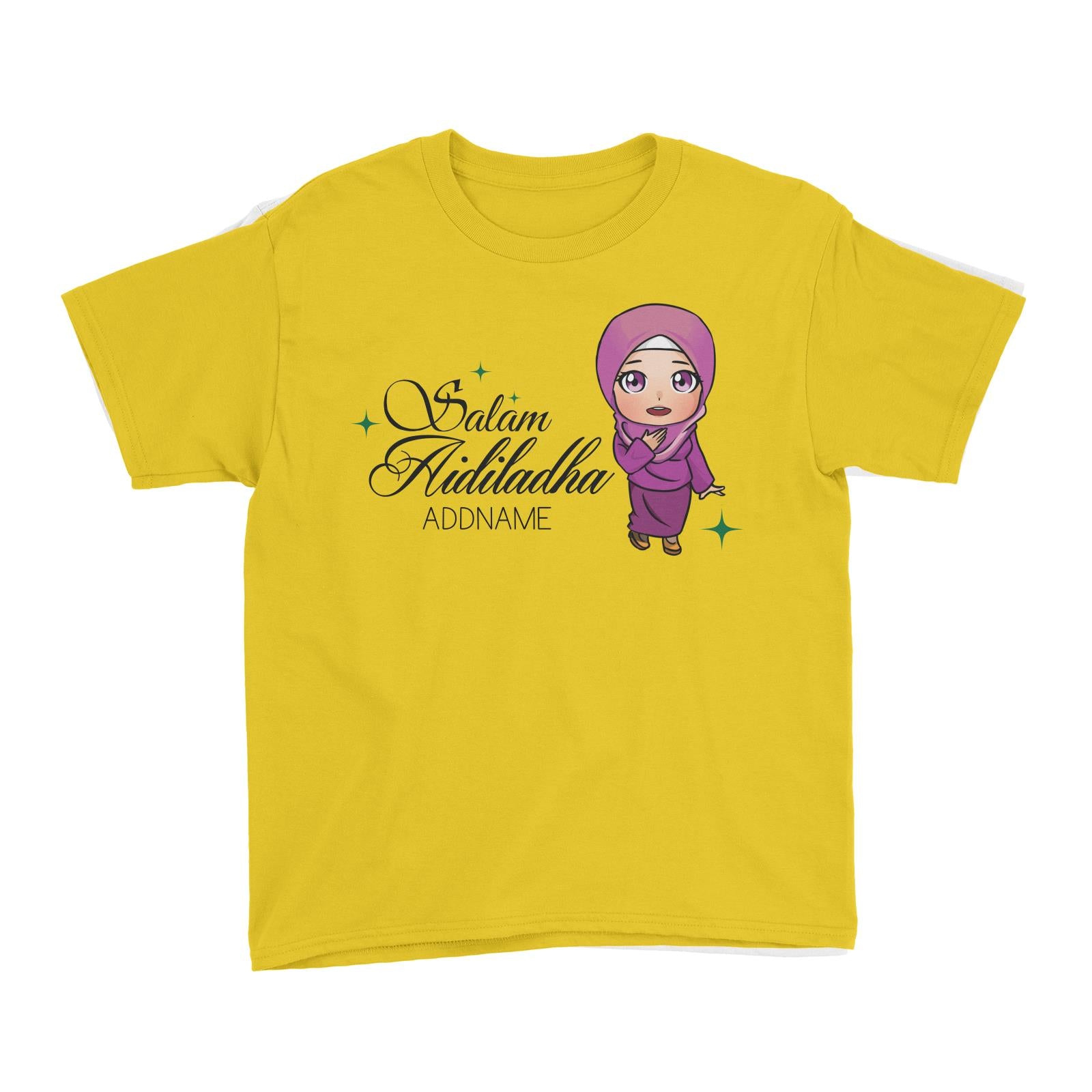 Raya Chibi Wishes Woman Addname Wishes Salam Aidiladha Addname Kid's T-Shirt