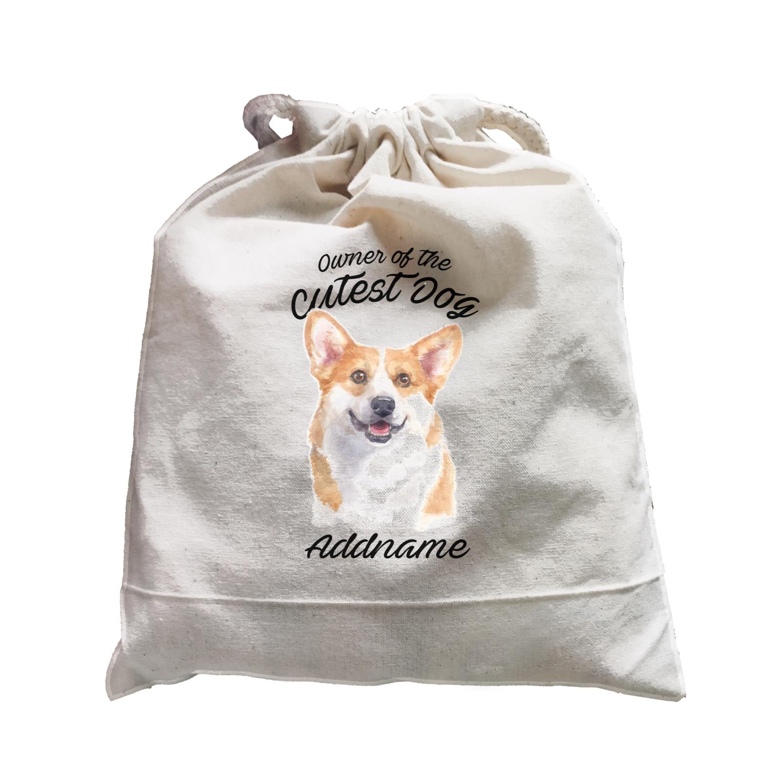 Watercolor Dog Owner Of The Cutest Dog Welsh Corgi Smile Addname Satchel