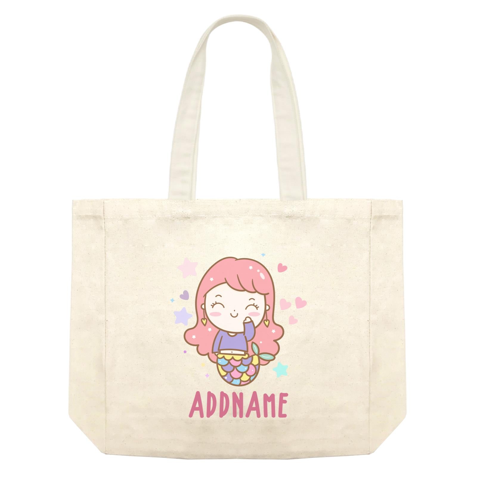 Unicorn And Princess Series Cute Happy Waving Mermaid Girl Addname Shopping Bag