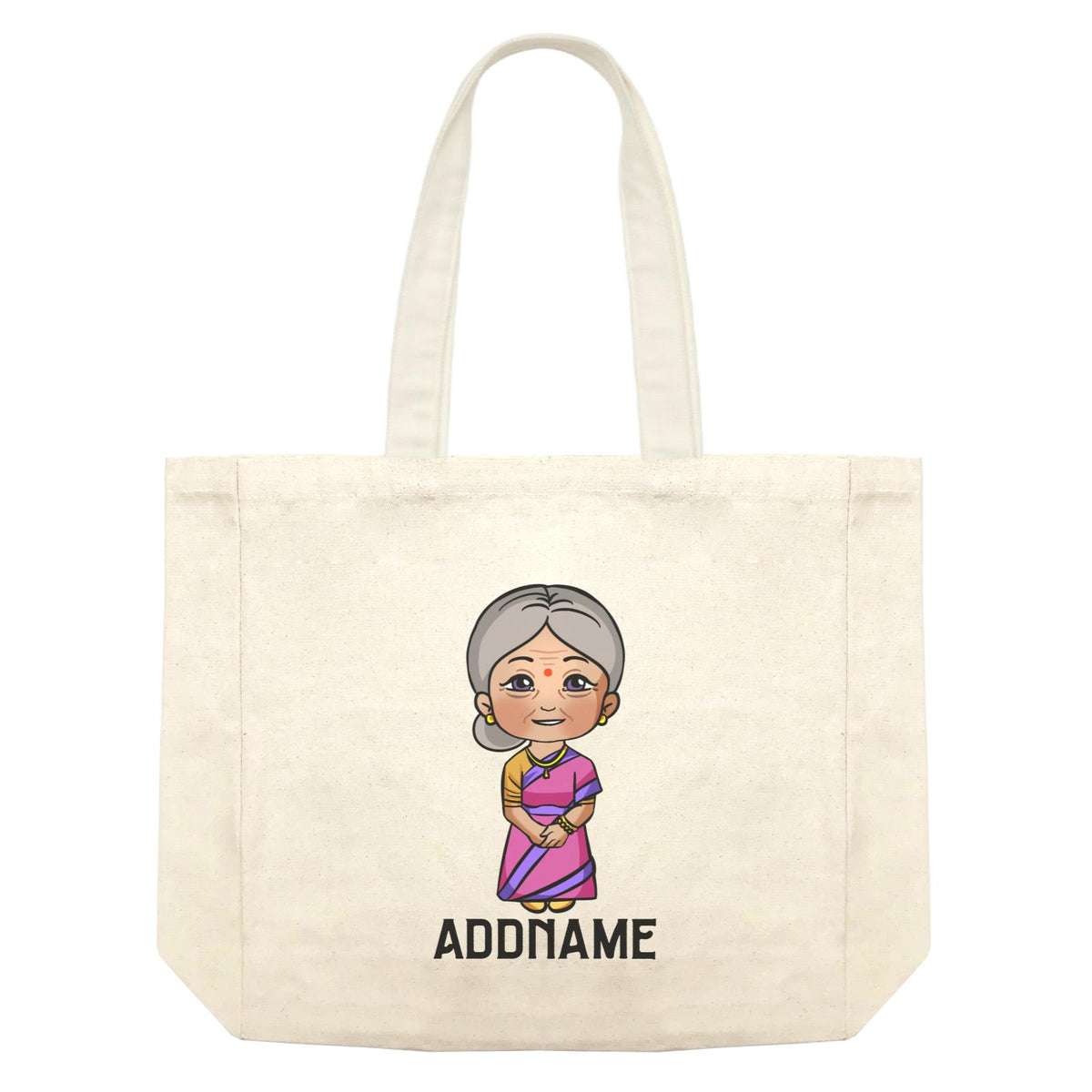 Deepavali Series Chibi Grandma Addname Shopping Bag