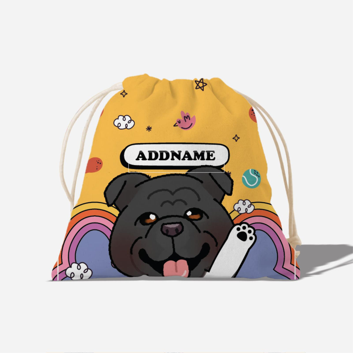 Paw Print Series Full Print Satchel - Black English Bulldog