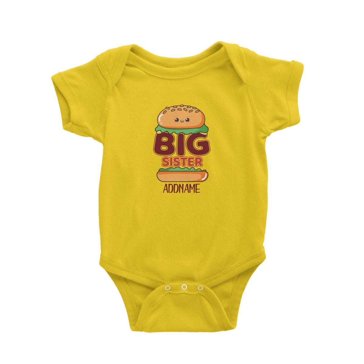 Cute Burger Big Sister Baby Romper