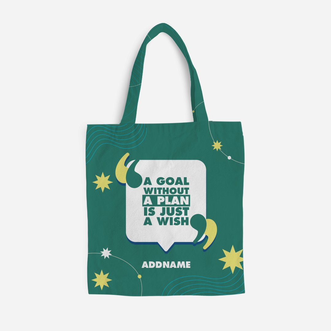 Be Confident Series Canvas Bag - A Goal Without a Plan Is Just A Wish - Green