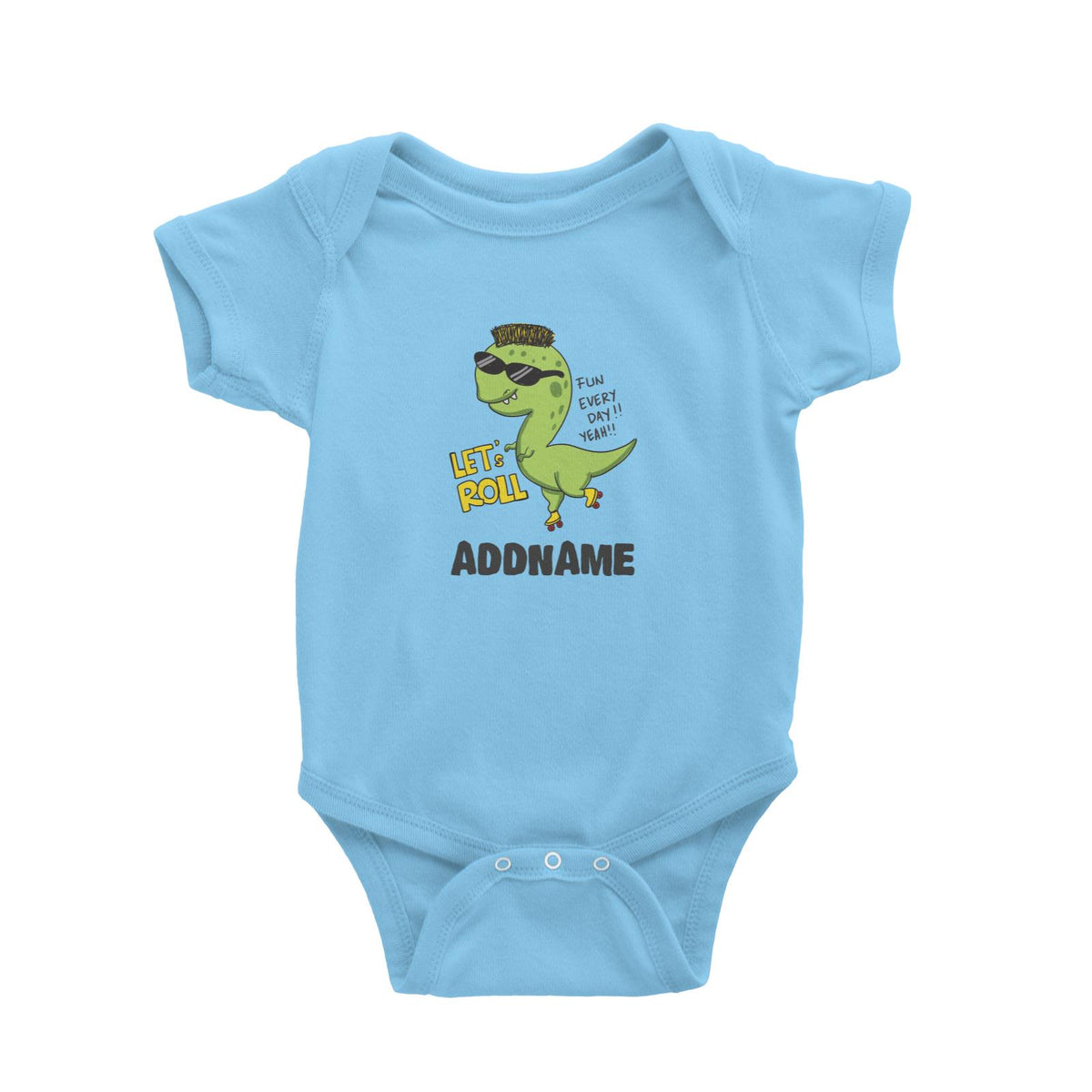 Super Cute Dinosaur Let's Roll Baby Romper