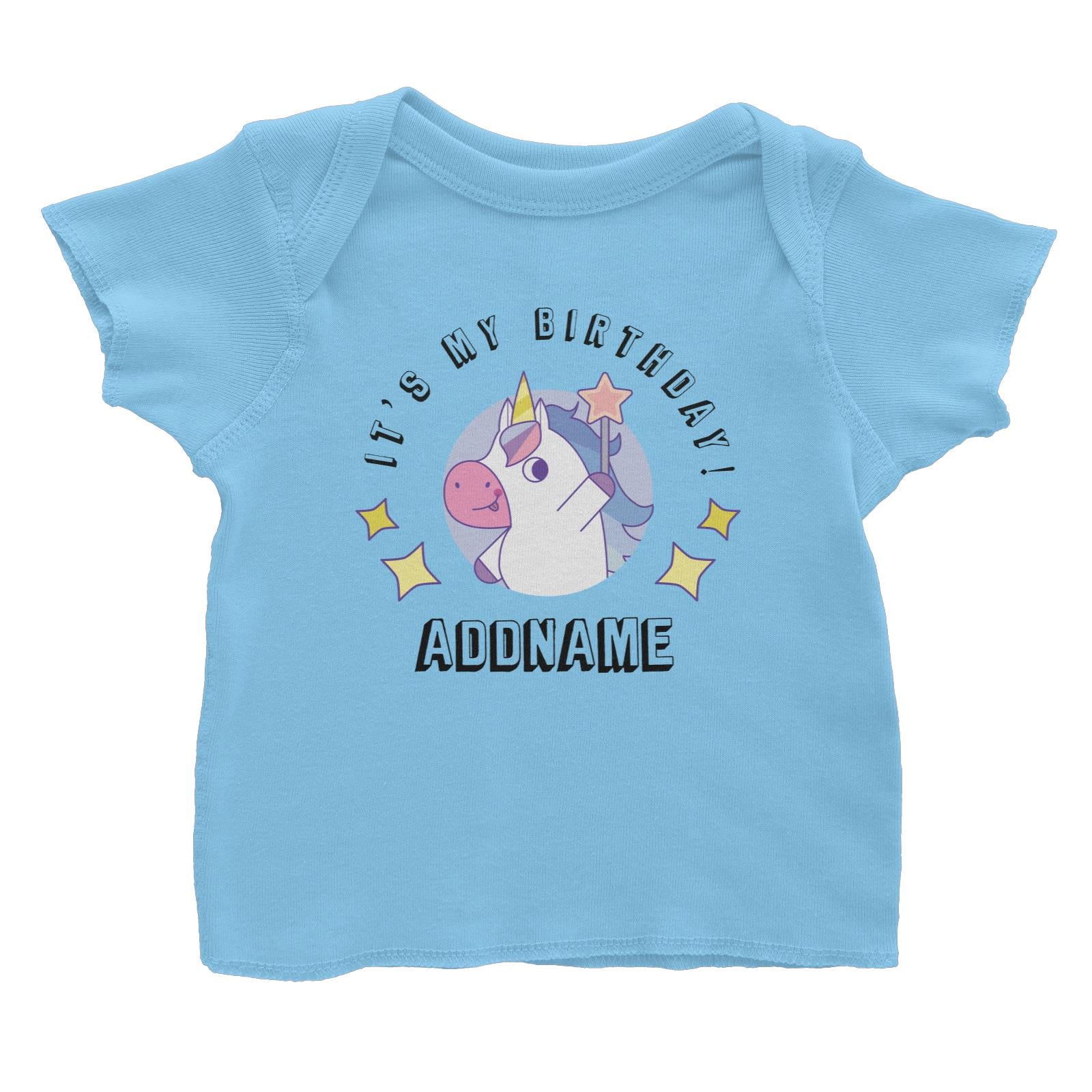 Birthday Unicorn Boy With Magic Wand It's My Birthday Addname Baby T-Shirt