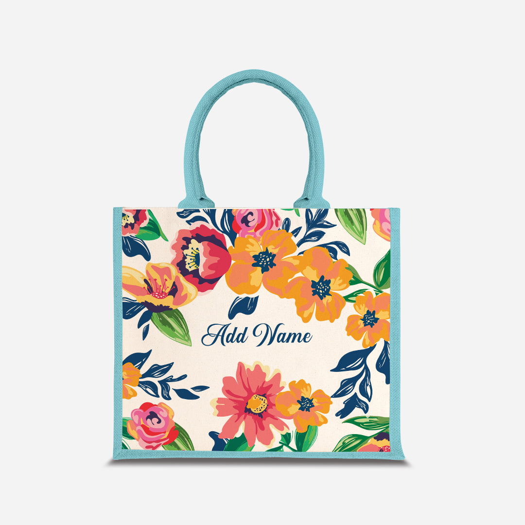 Deborah Series Half Lining Jute Bag - Celeste Light Blue