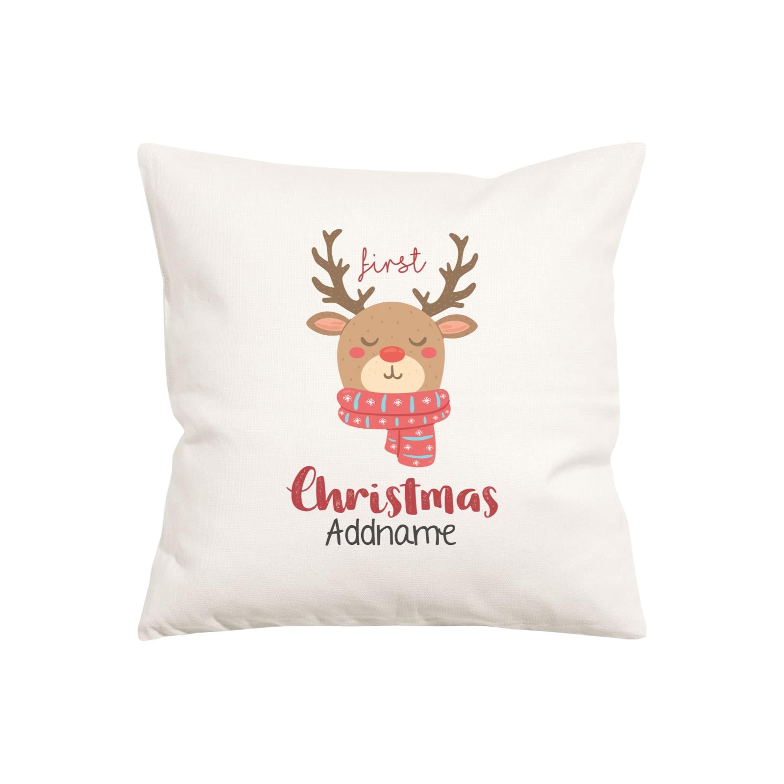 Xmas First Christmas Cute Reindeer with Scarf Pillow Pillow Cushion